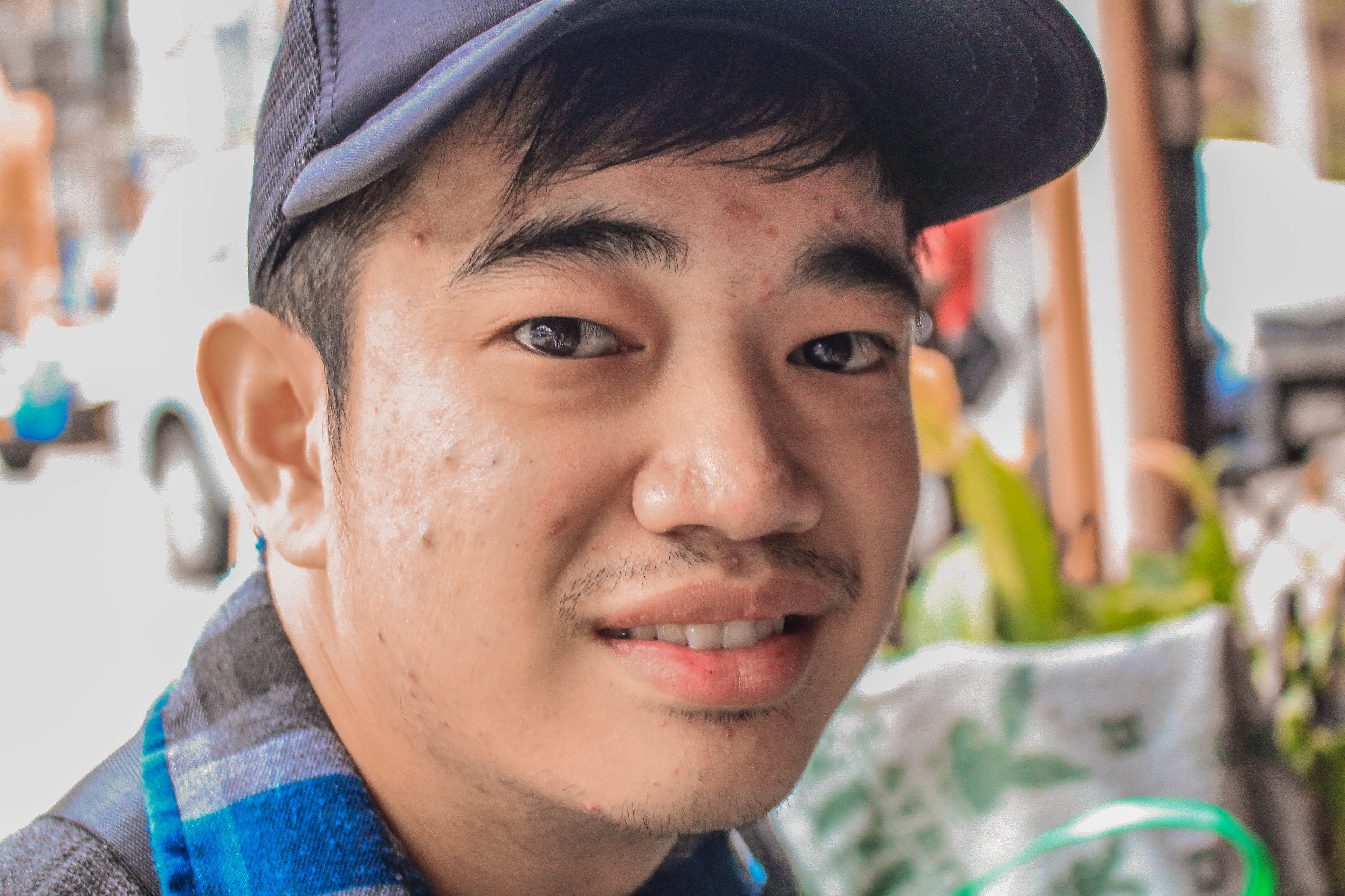 human face, clothing, 5K, head, smile, freckle, cap, photography, emotion, looking at camera, chinese, hairstyle, men, portrait, details, human, person, HD Wallpaper