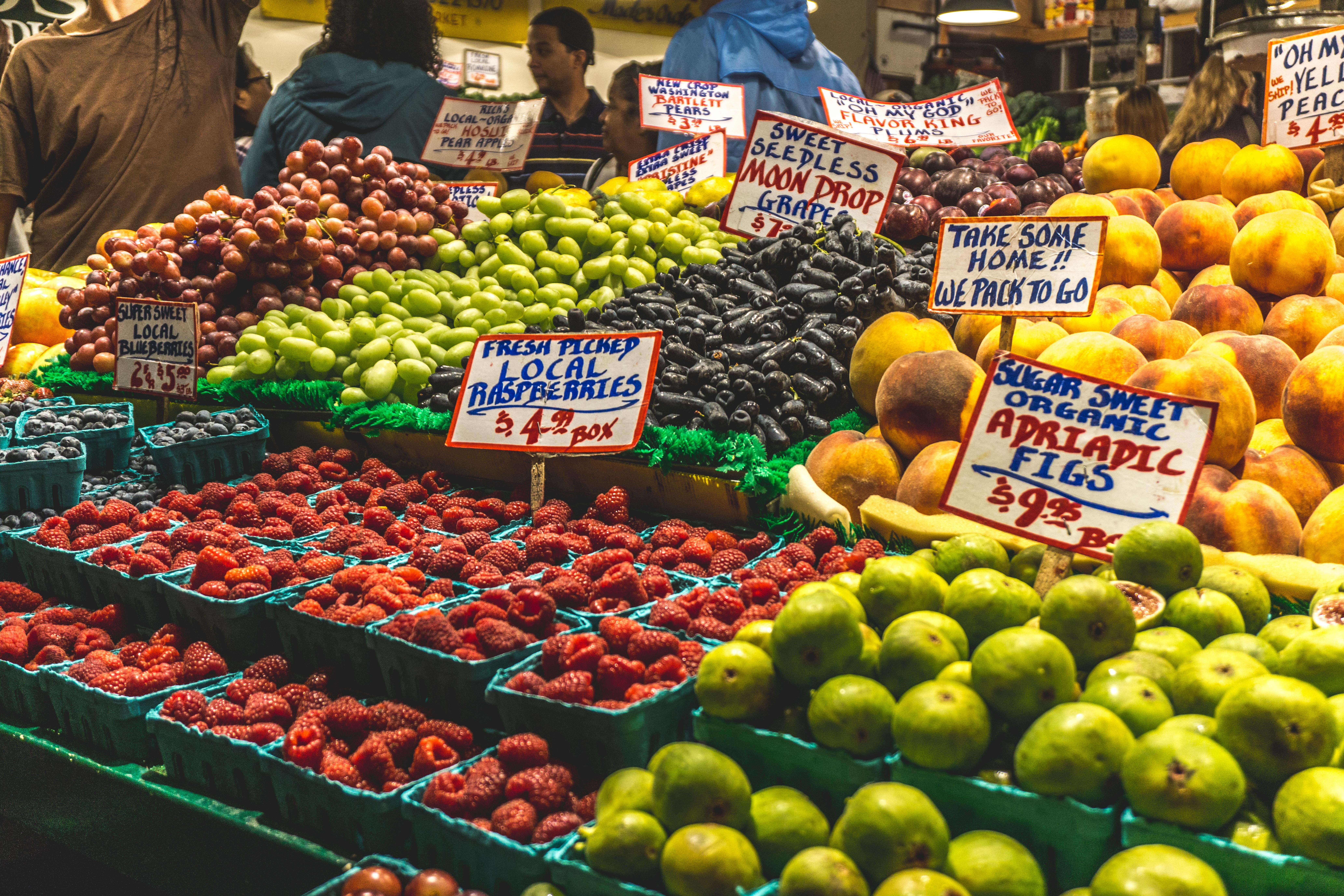 sale, food, business, wellbeing, freshness, organic, ripe, seattle, market stall, healthy eating, choice, retail, for sale, pike place market, united states, HD Wallpaper