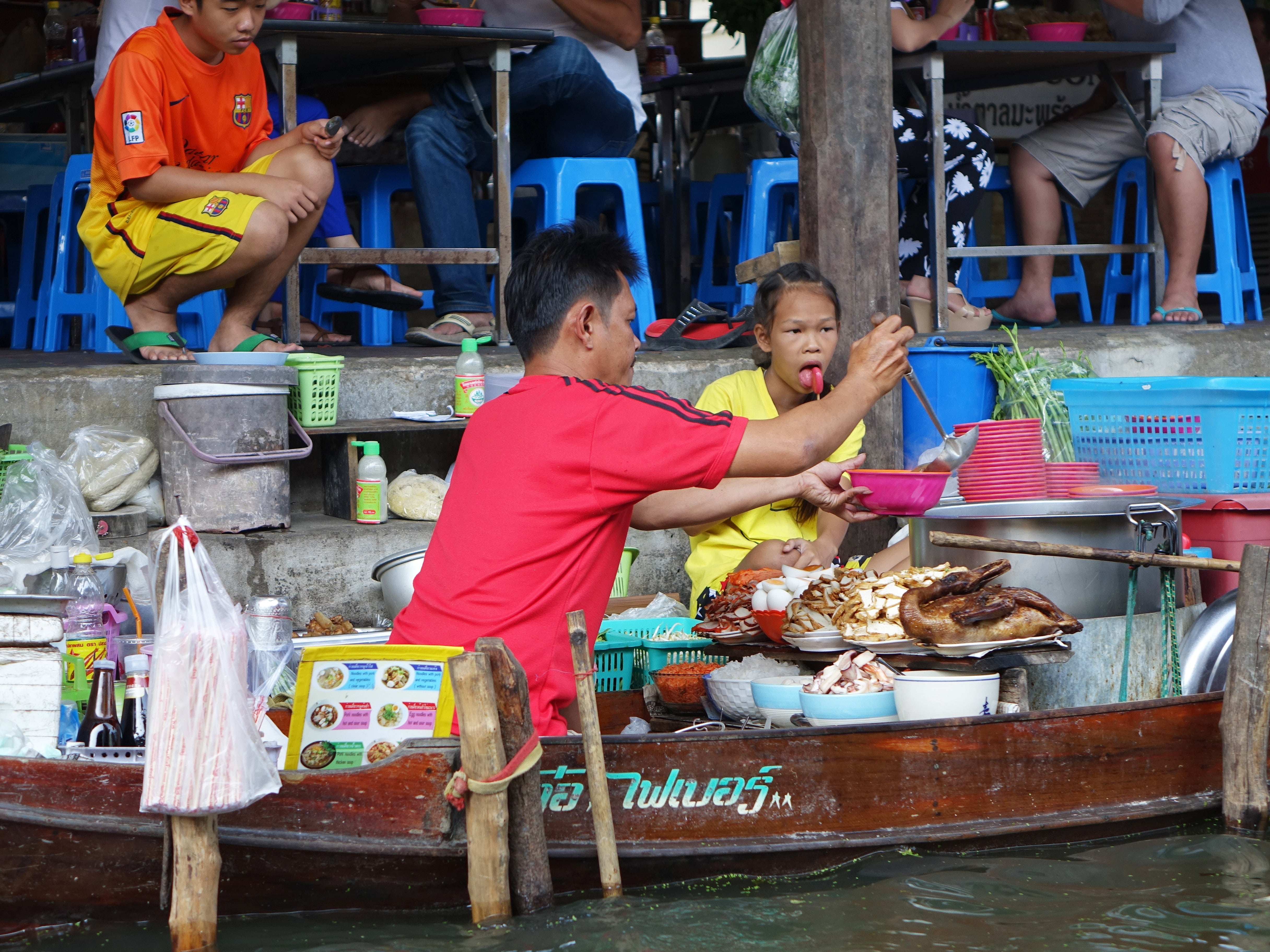 people, child, market stall, transportation, outdoors, casual clothing, market, food, standing, thailand, small business, thai, buying, males, bangkok, HD Wallpaper