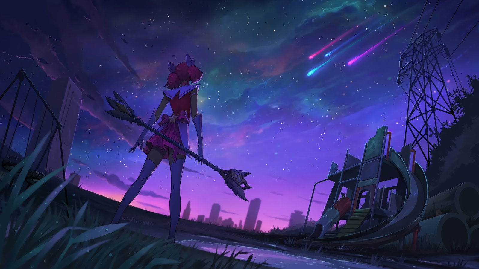 tranquility, low angle view, tranquil scene, space, sky, Lux (League Of Legends), built structure, scenics - nature, dusk, Star Guardians, star - space, HD Wallpaper