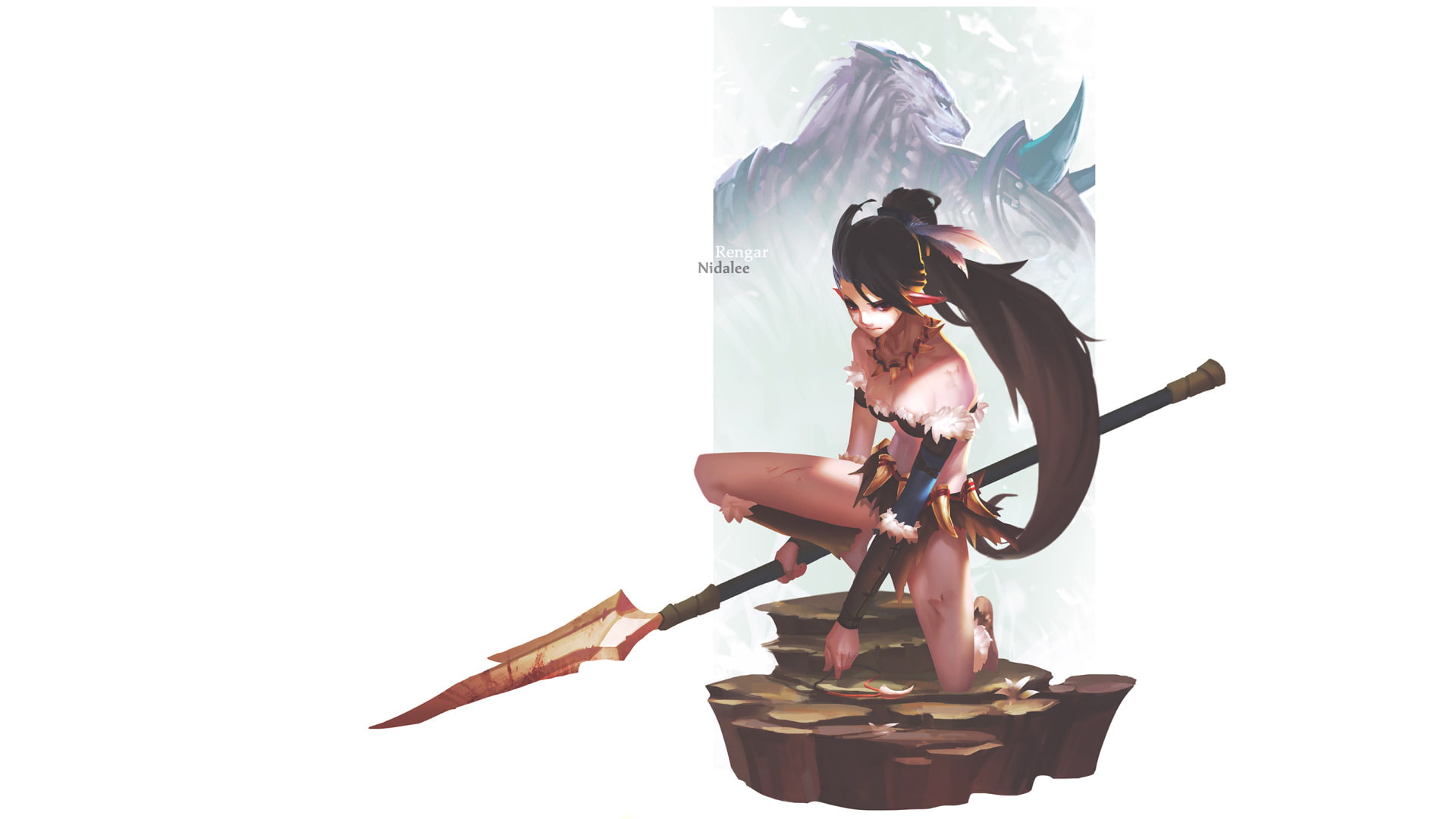 representation, no people, Rengar (League Of Legends), wood - material, close-up, League Of Legends, female likeness, figurine, nature, Nidalee (League Of Legends), HD Wallpaper