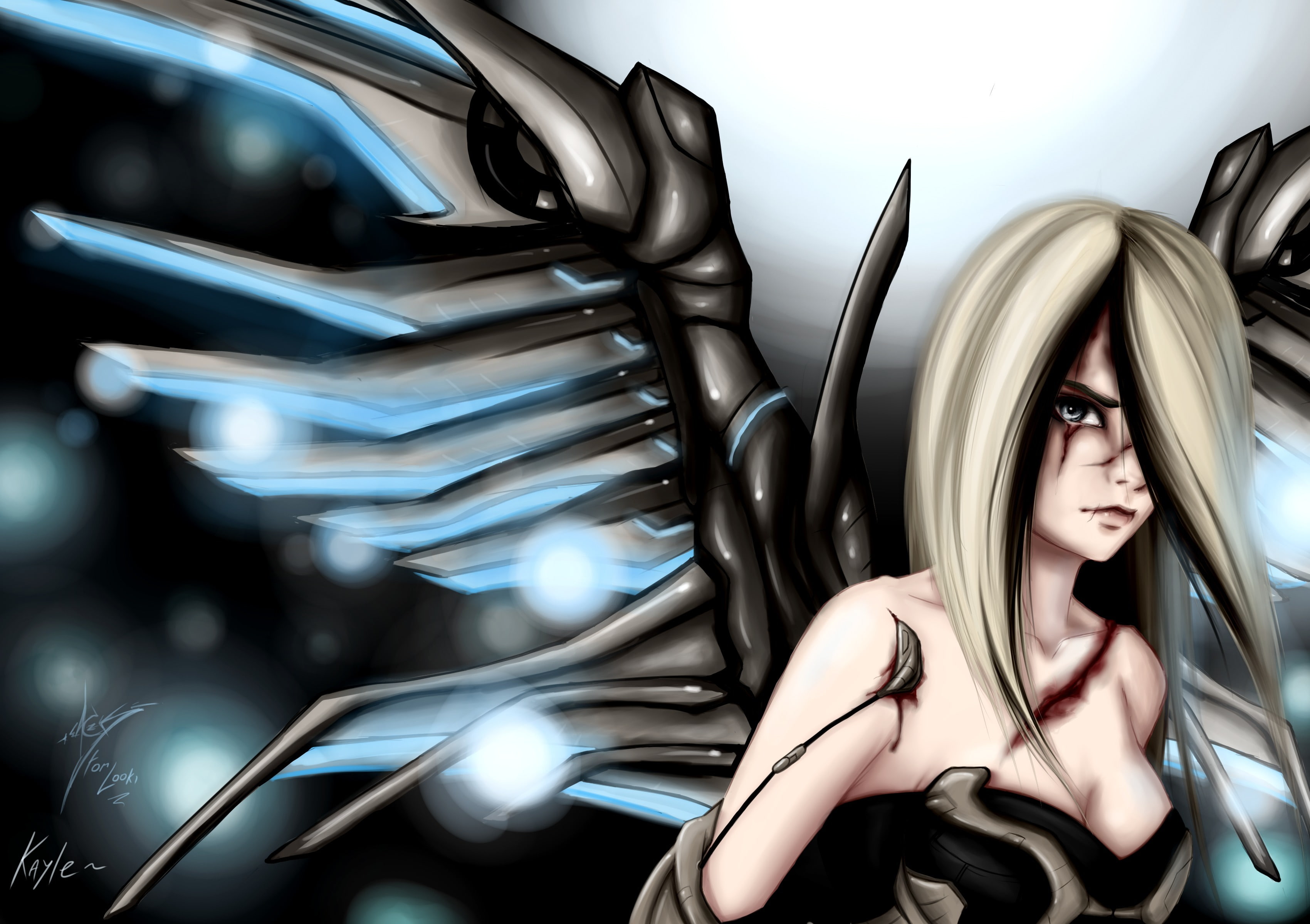 girl, league, legends, game, kayle, wings, 2K, girls, fantasy, blonde, HD Wallpaper
