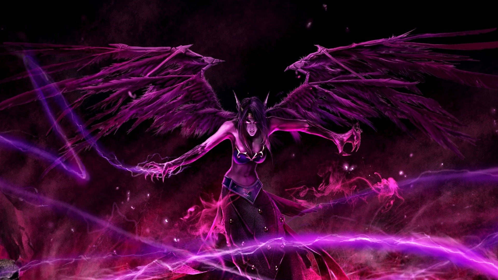 Fantasy, 1080P, Dark Angel, Morgana (League Of Legends), Video Game, League Of Legends, Angel, Purple, HD Wallpaper
