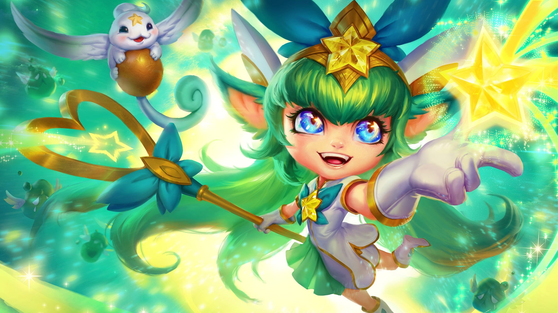 cute, multi colored, digital composite, representation, females, art and craft, portrait, nature, one person, indoors, green color, child, women, lulu league of legends summoners rift, HD Wallpaper