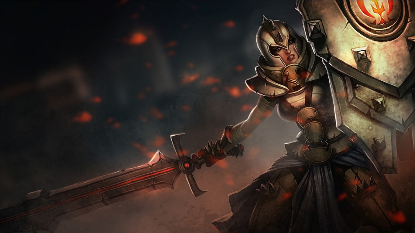 legends, defender, shield, leona, league, hd, video games, 720P, sword, HD Wallpaper