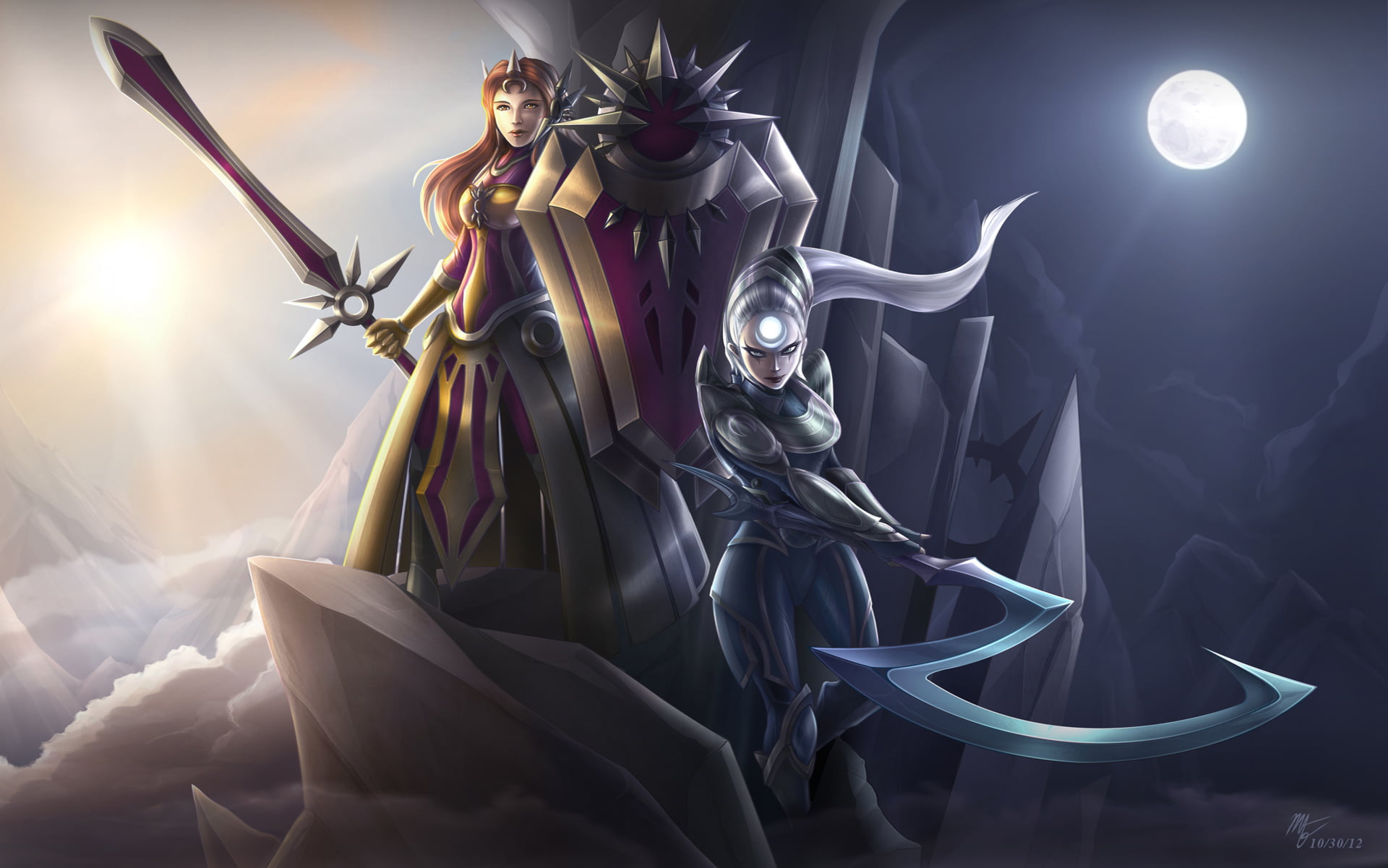 men, league of legends, the moon, craft, spirituality, representation, women, fairy Tale, mystery, horror, nature, weapons, human representation, art and craft, HD Wallpaper