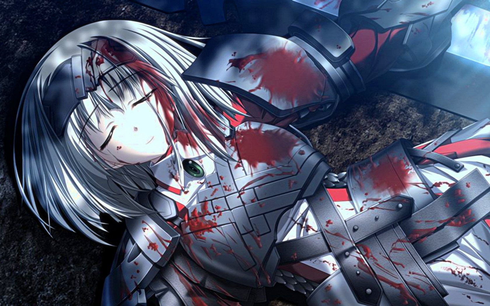 Blood, haired, day, large group of objects, Anime, pattern, gray, close-up, damaged, disguise, land vehicle, mask, illustration, metal, Warrior, silver colored, HD Wallpaper