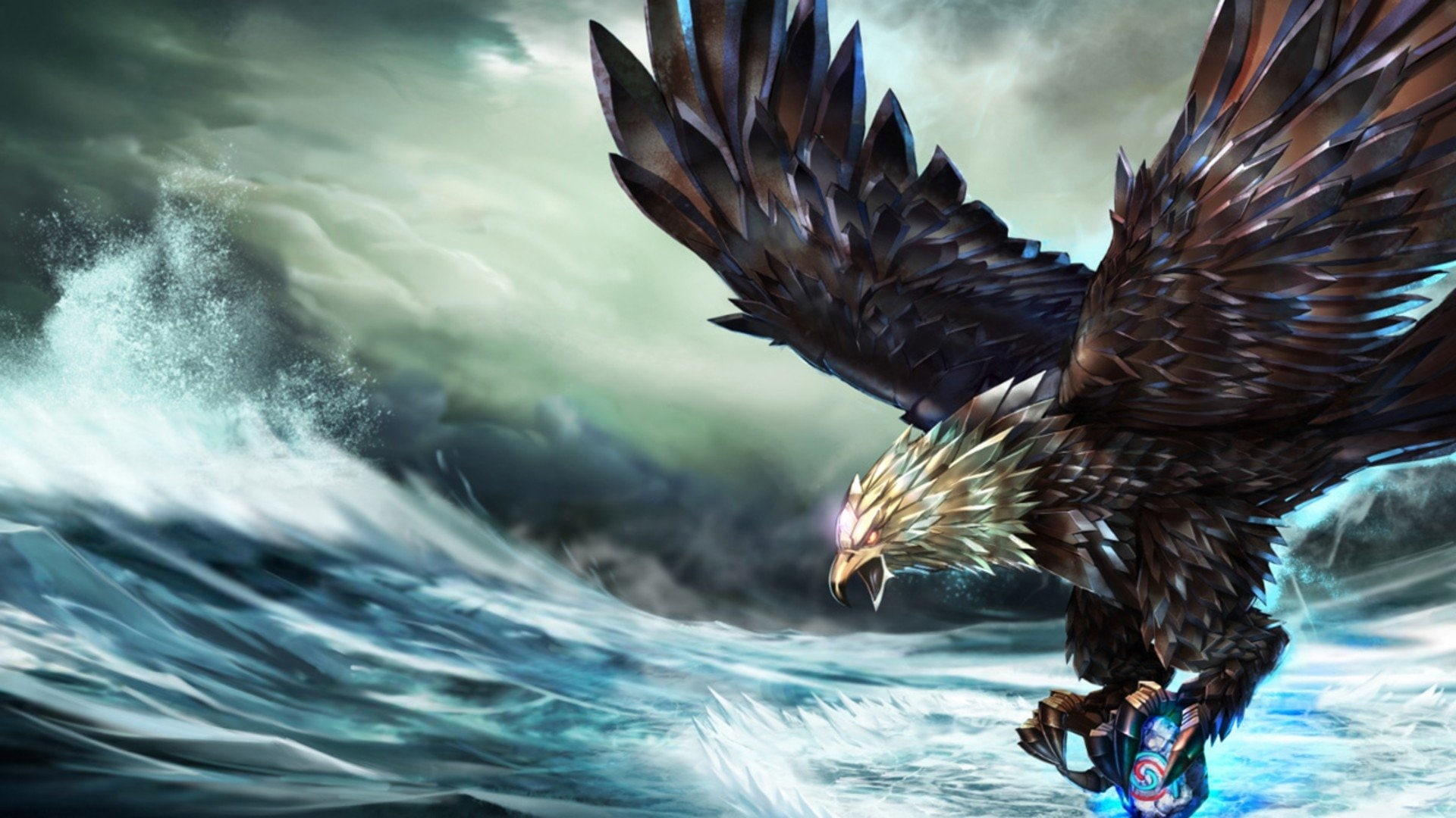flying, Anivia (League Of Legends), water, nature, cloud - sky, spread wings, motion, one animal, bird, League Of Legends, sea, vertebrate, 1080P, animal body part, HD Wallpaper