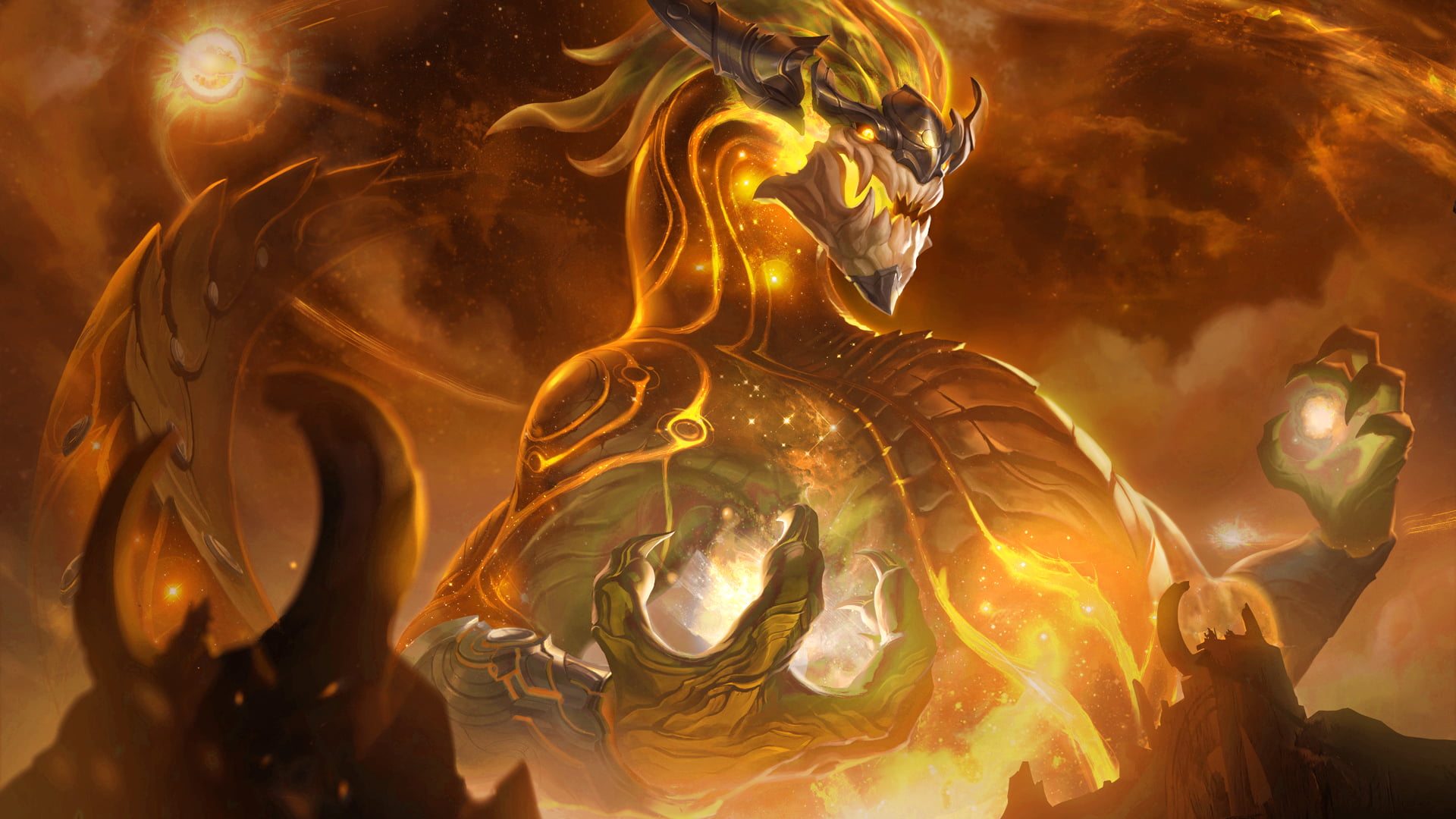 digital art, Aurelion Sol, games art, video games, digital, Video Game Art, 1080P, League of Legends, video game characters, fantasy art, artwork, HD Wallpaper
