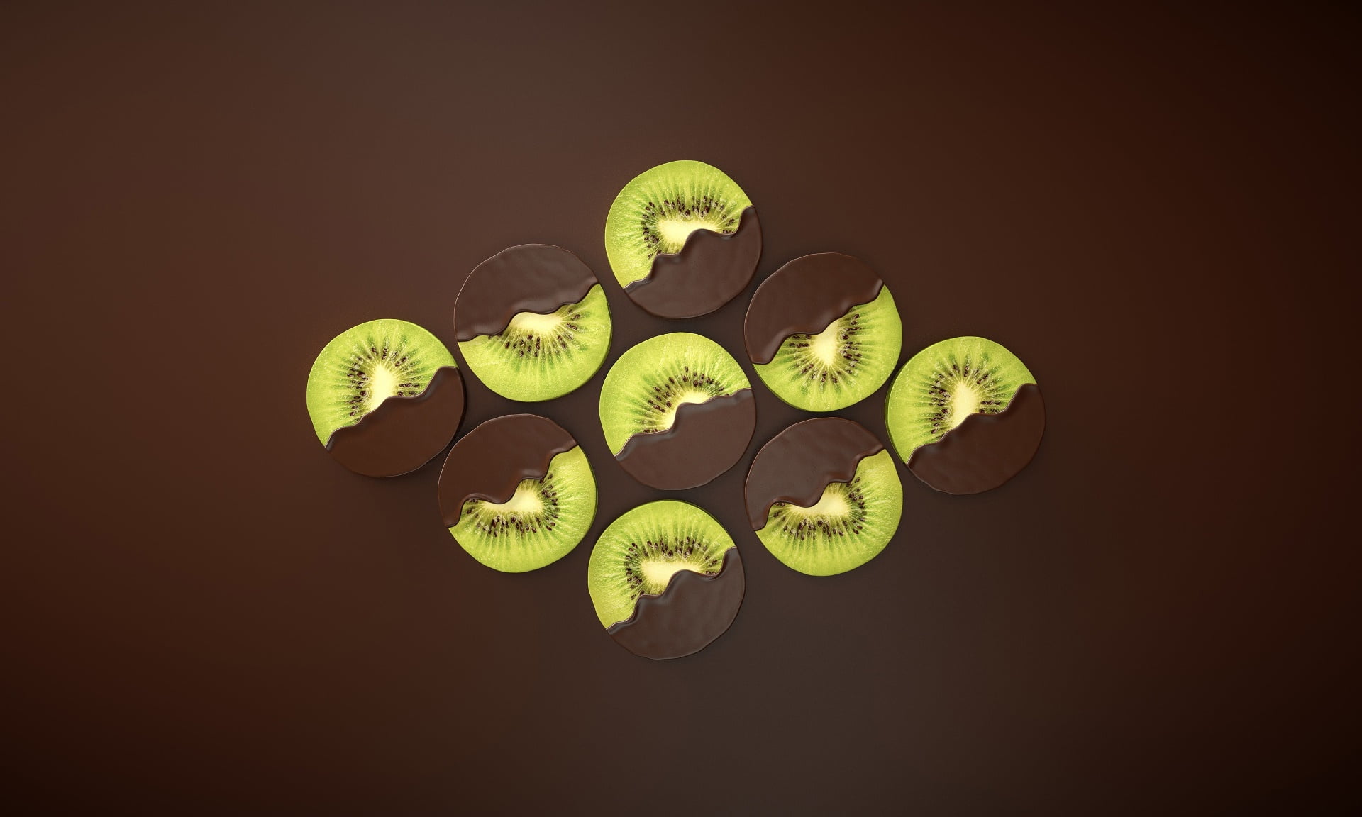 simple background, food, 1080P, chocolate, fruit, kiwi (fruit), minimalism, artwork, HD Wallpaper