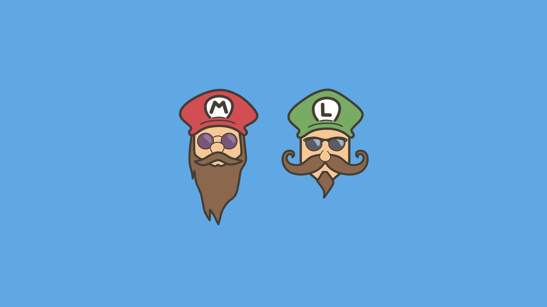 photo, bearded, no people, mario, minimalism, cut out, nature, blue background, blue, colored background, emotion, food and drink, Mario Bros., 1080P, HD Wallpaper