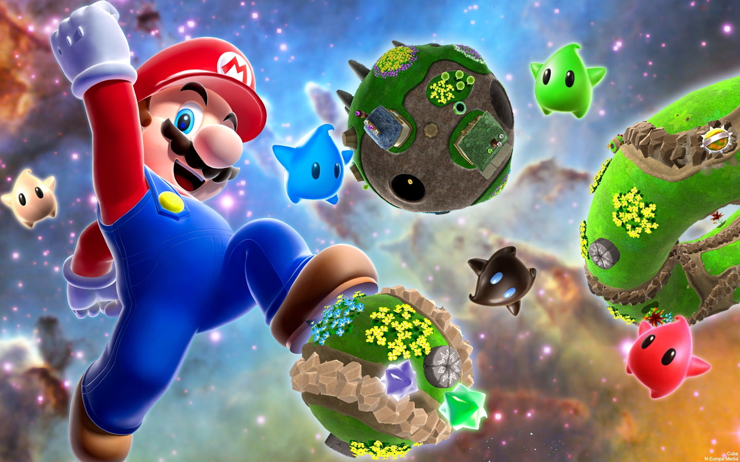 Space, video, jump, super, art, galaxy, mario super galaxy, hd, stars, Mario, games, 720P, HD Wallpaper