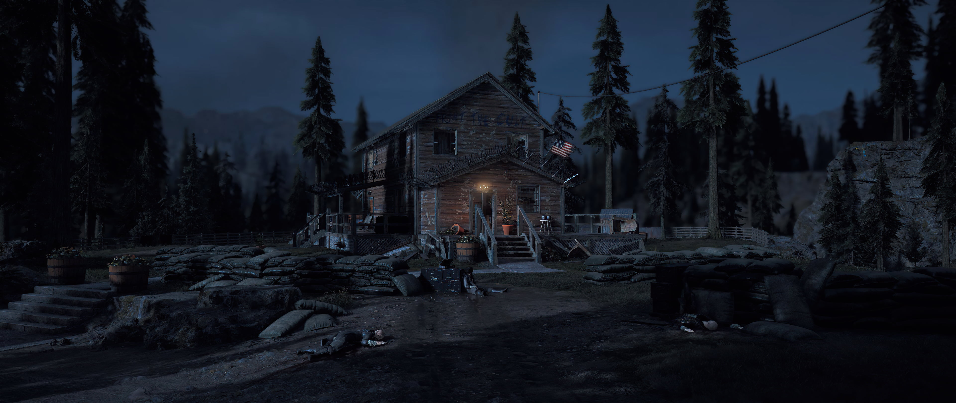 house, screen shot, 4K, night, Far Cry 5, HD Wallpaper