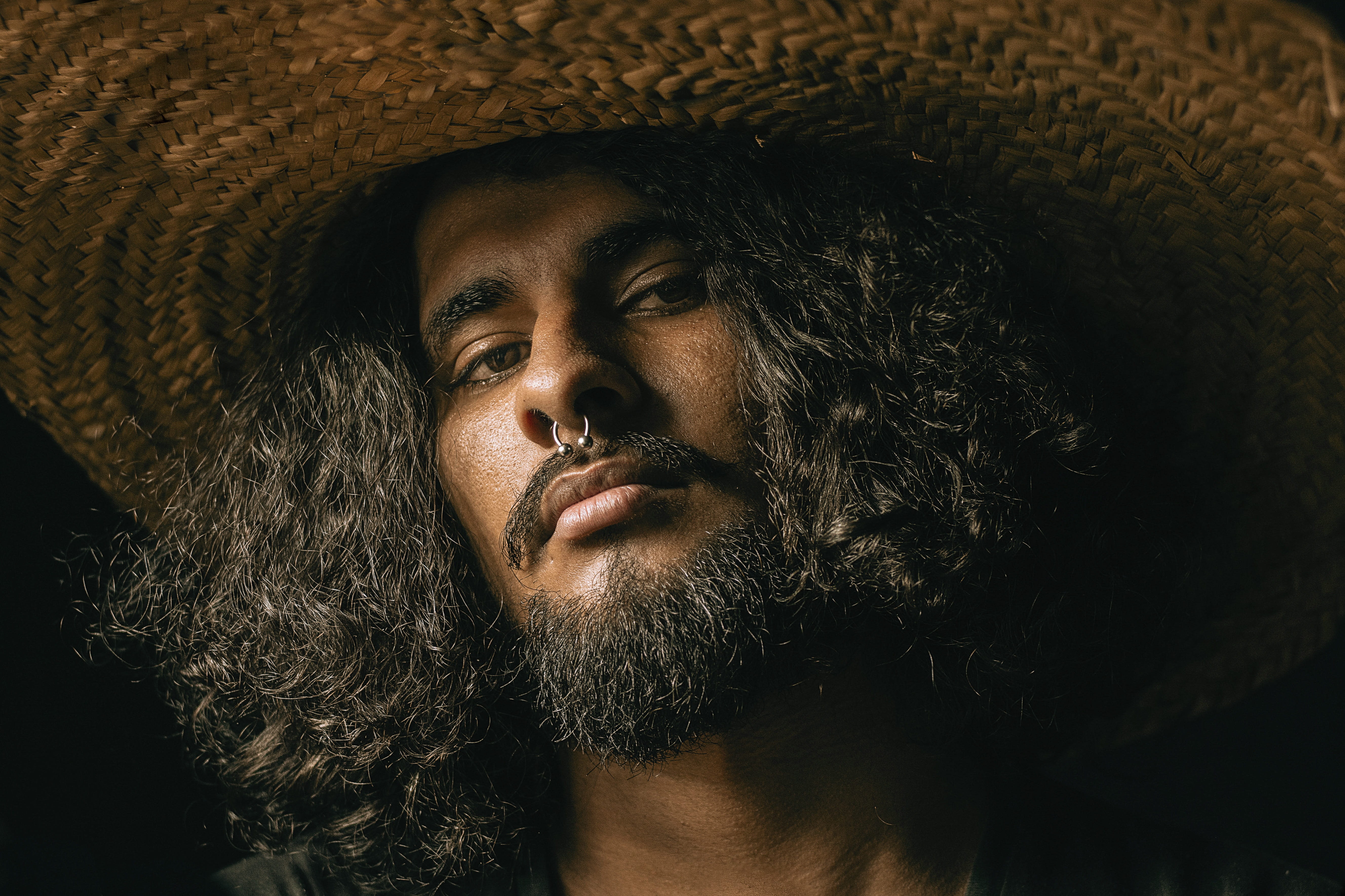 mid adult, facial hair, retro, lifestyles, indoors, hat, close-up, beard, mustache, man, portrait, redneck, real people, headshot, hood - clothing, contemplation, HD Wallpaper
