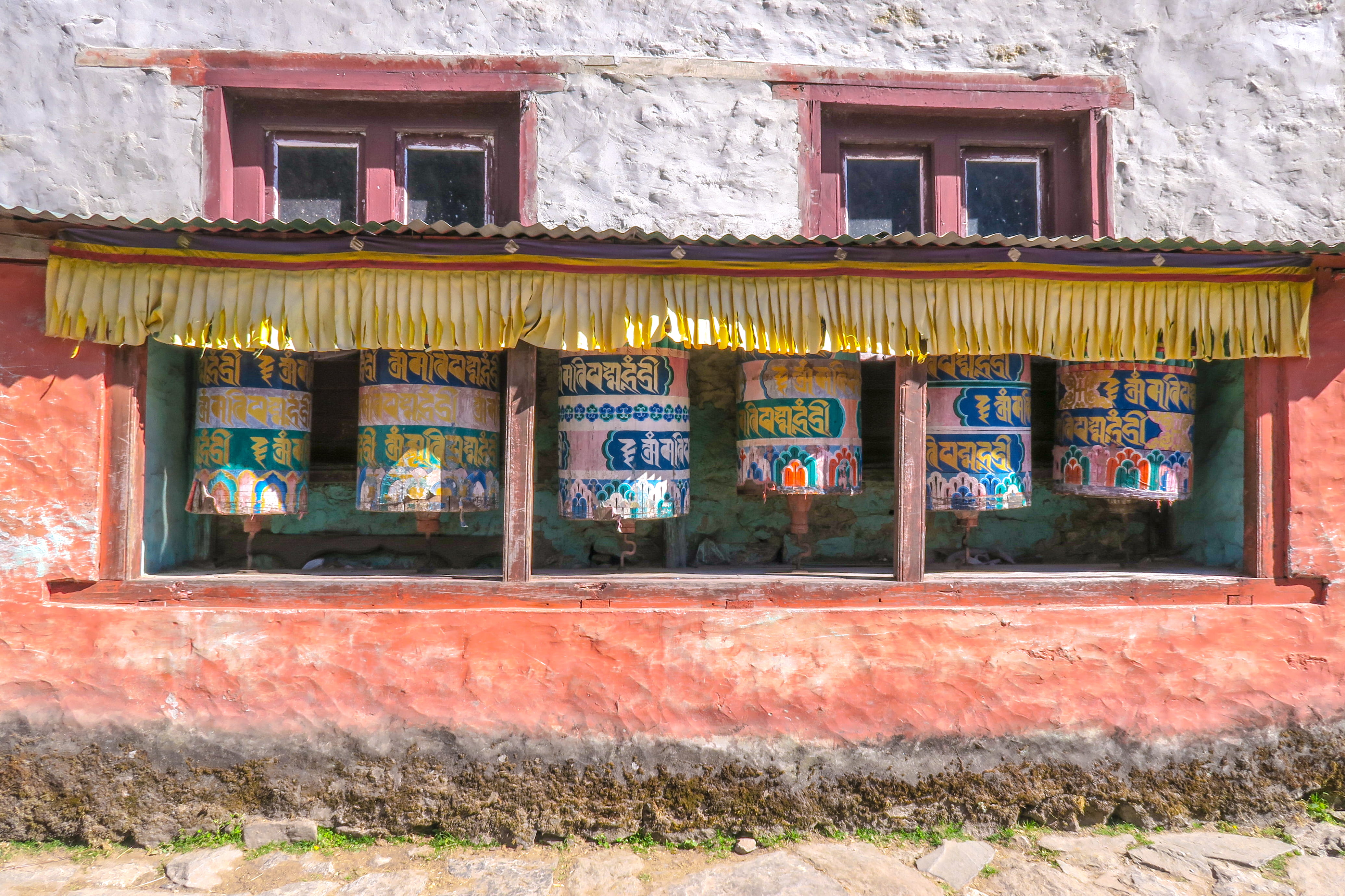 communication, trek, temple, excursion, no people, place of worship, multi colored, buddha, built structure, wanderlust, outdoors, nepal, lukla, architecture, HD Wallpaper