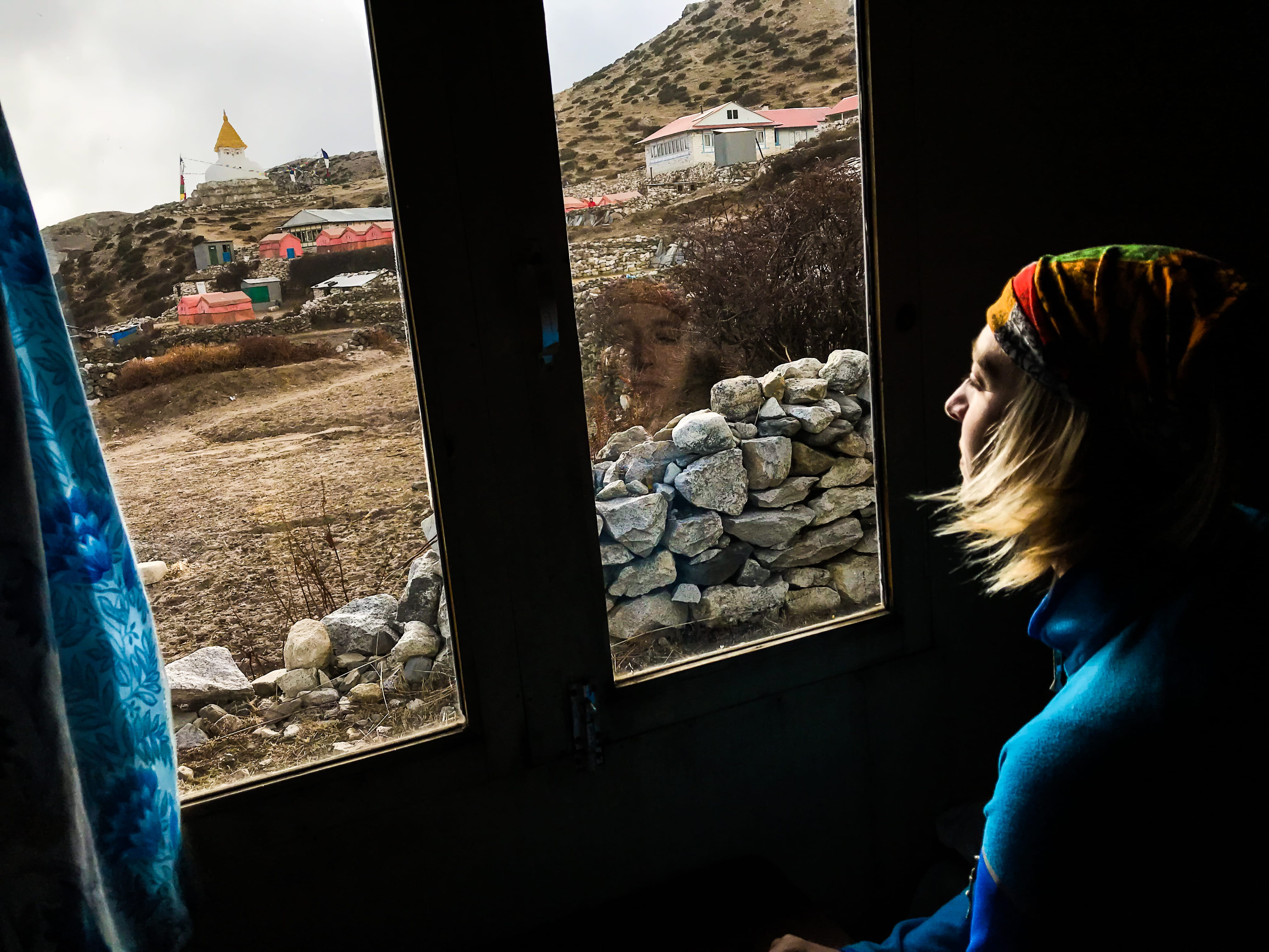 real people, looking at view, one person, young adult, explore, window, himalayas, architecture, indoors, adult, nature, blond hair, sherpa, stupa, 4K, HD Wallpaper
