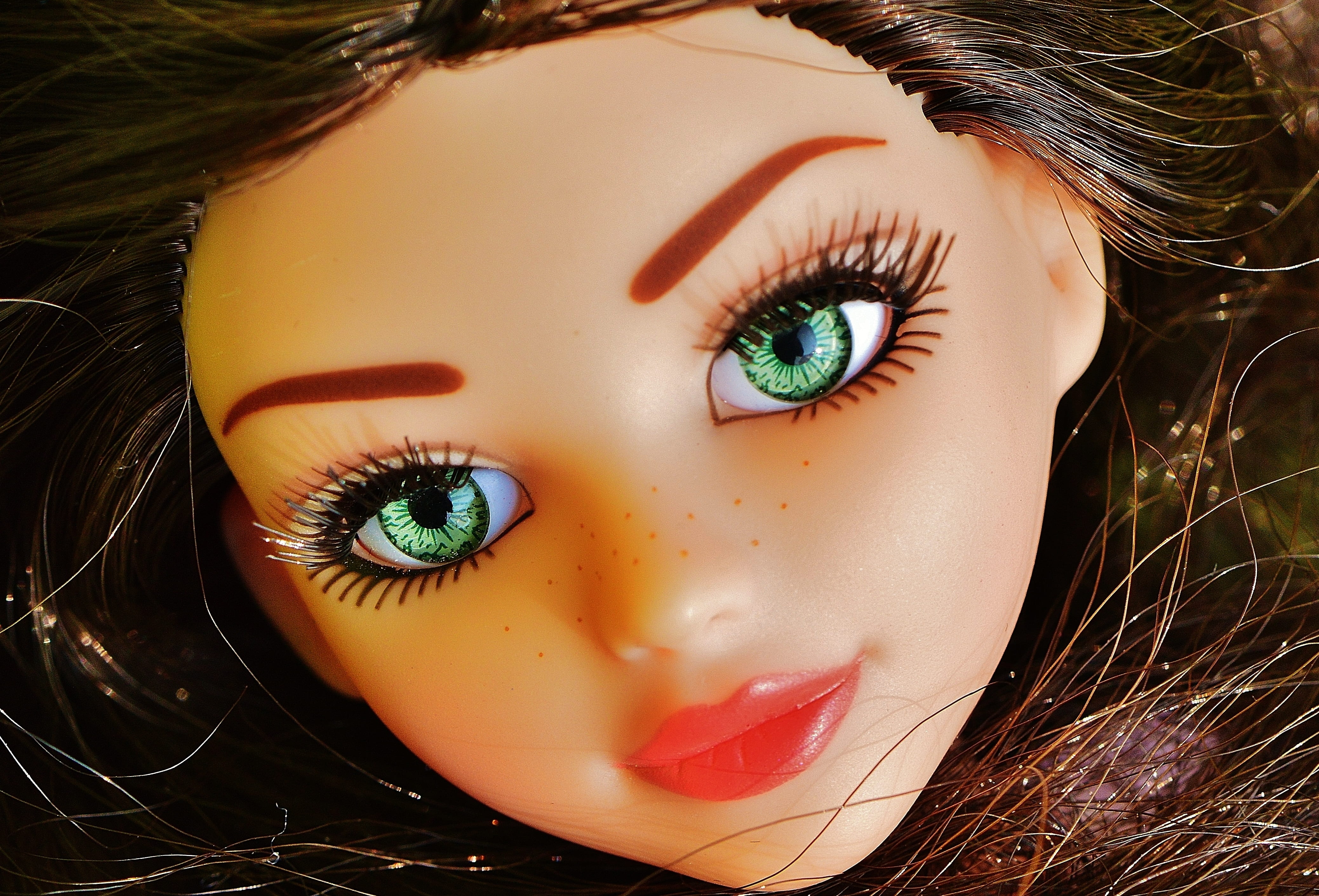 doll face, body part, 4K, play, adult, eyeball, face, doll, eyebrow, eyes, pretty, hair, close-up, hairstyle, blue eyes, iris - eye, eyeshadow, teenager, HD Wallpaper
