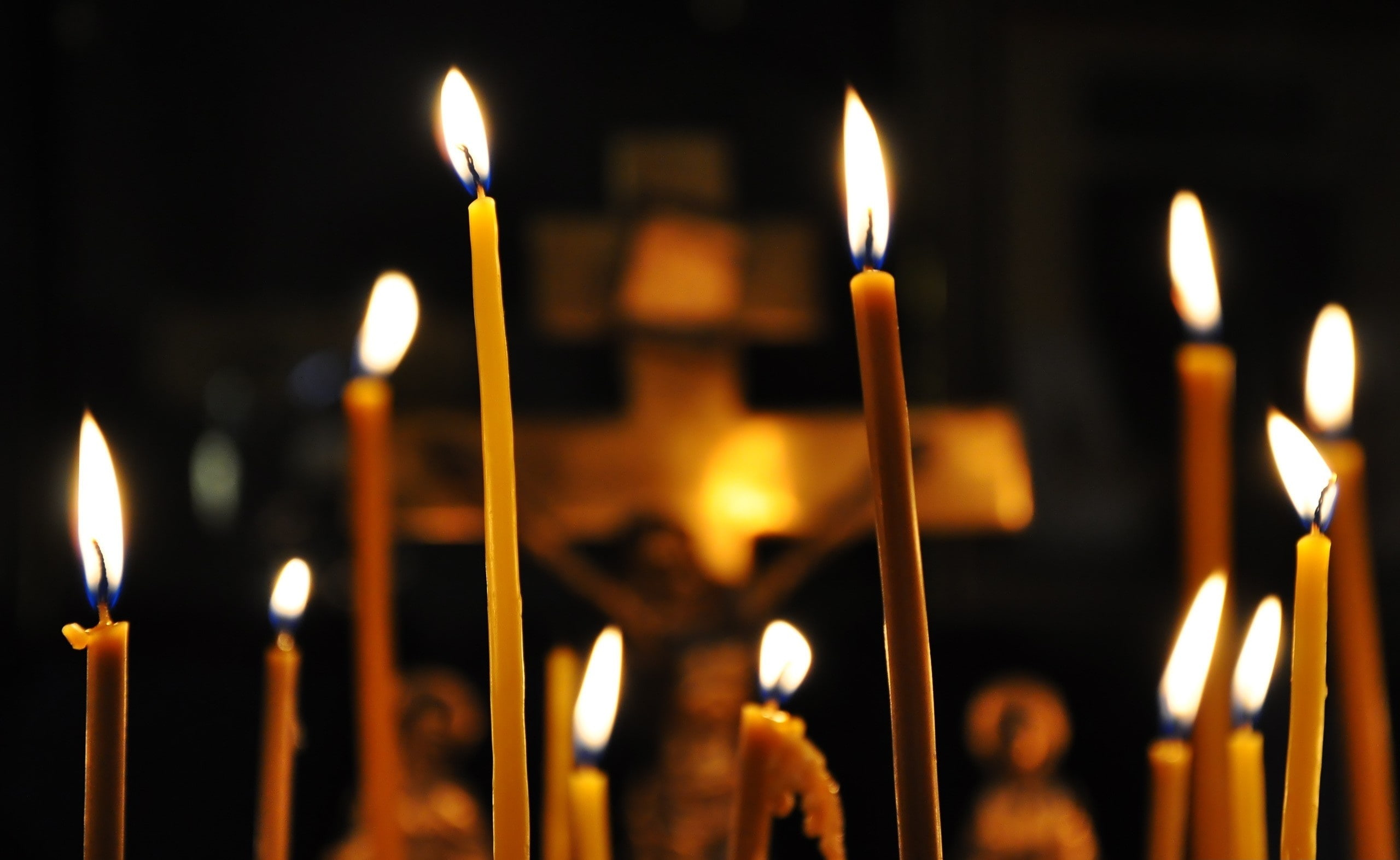 indoors, glowing, Fire, lot, illuminated, built structure, melting, building, Church, nature, 2K, place of worship, belief, yellow, burning, architecture, HD Wallpaper