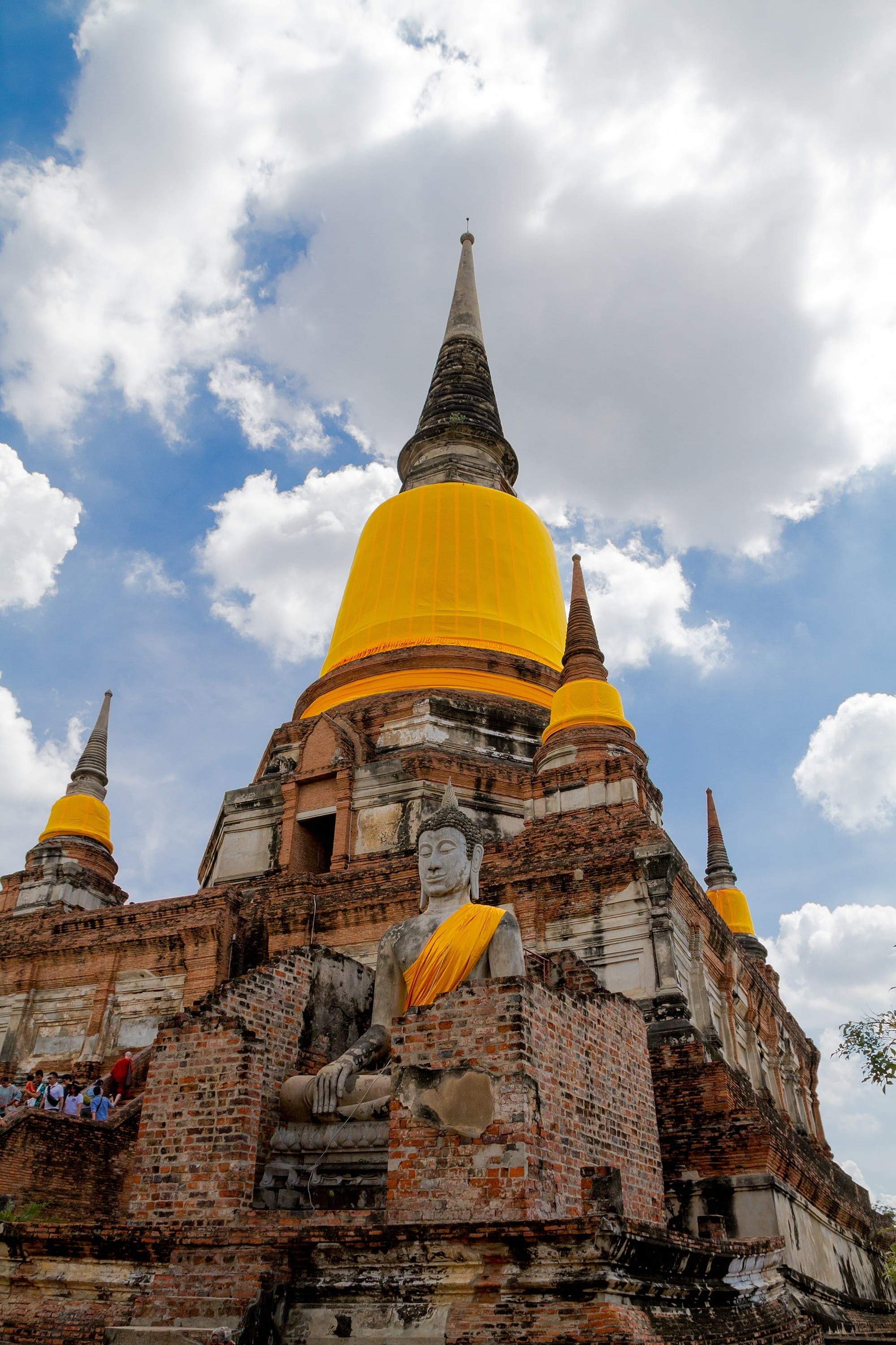 cloud - sky, ayutthaya, miss, religion, nature, measure, belief, building, built structure, spirituality, spire, wat yai chai mongkhon, 2K, outdoors, sky, Phone HD Wallpaper