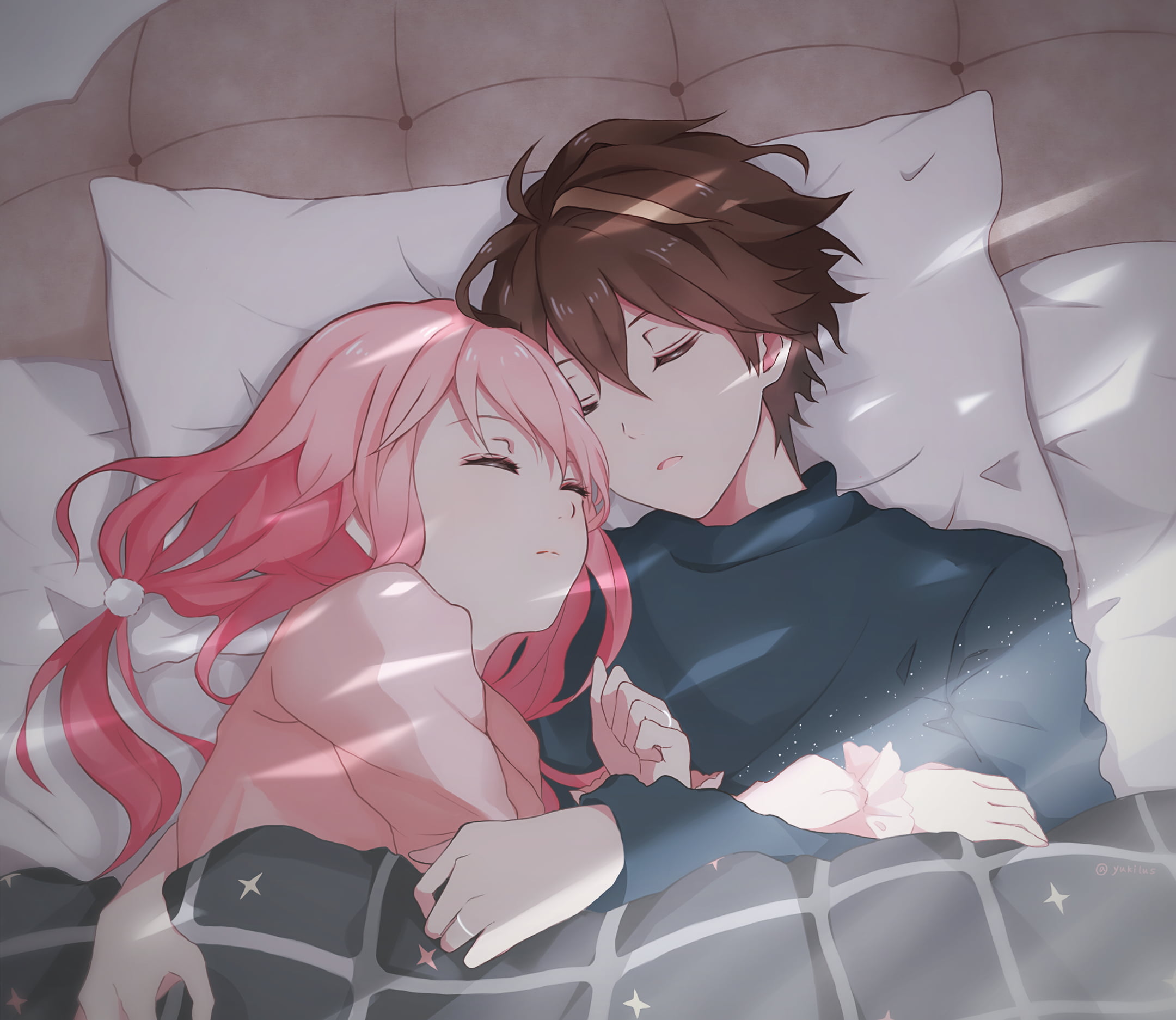 Guilty Crown, sleeping, 1080P, Ouma Shuu, Yuzuriha Inori, HD Wallpaper