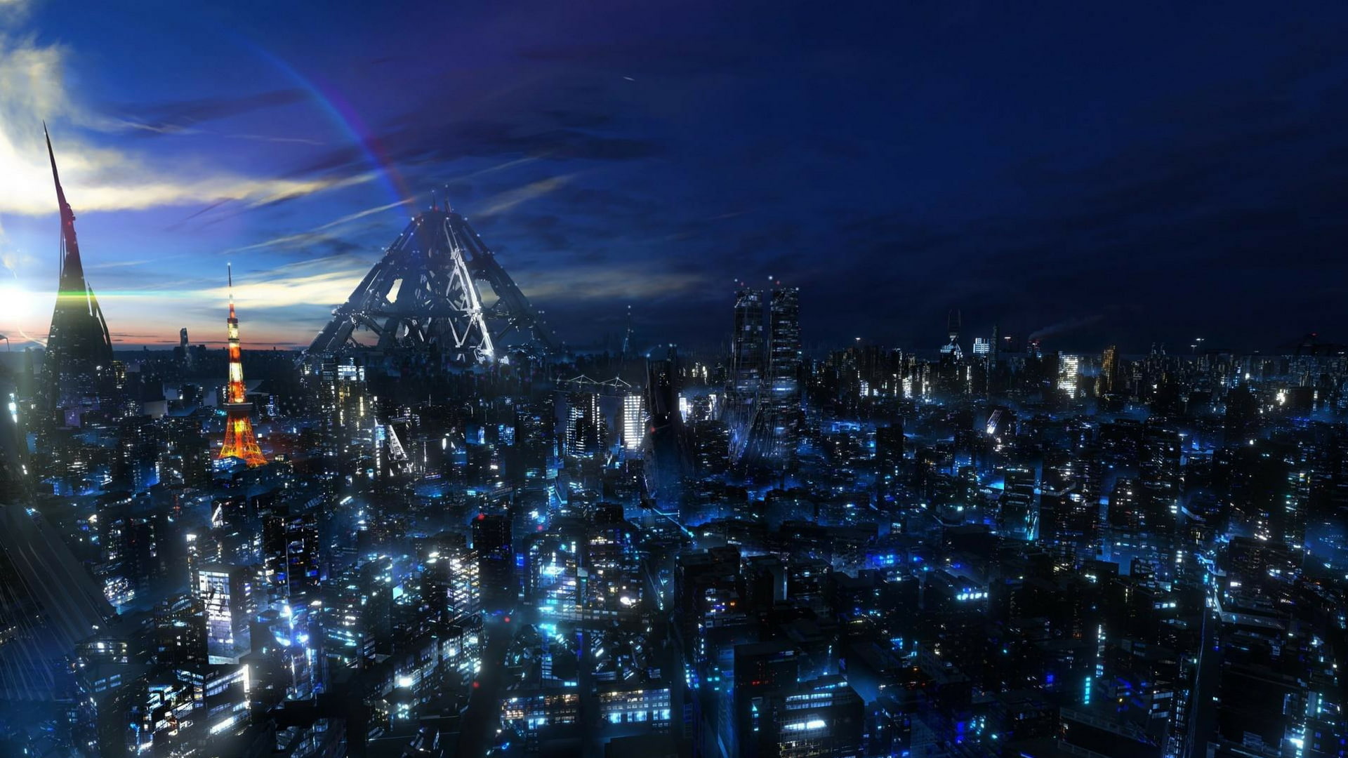 1080P, anime, Guilty Crown, night, HD Wallpaper