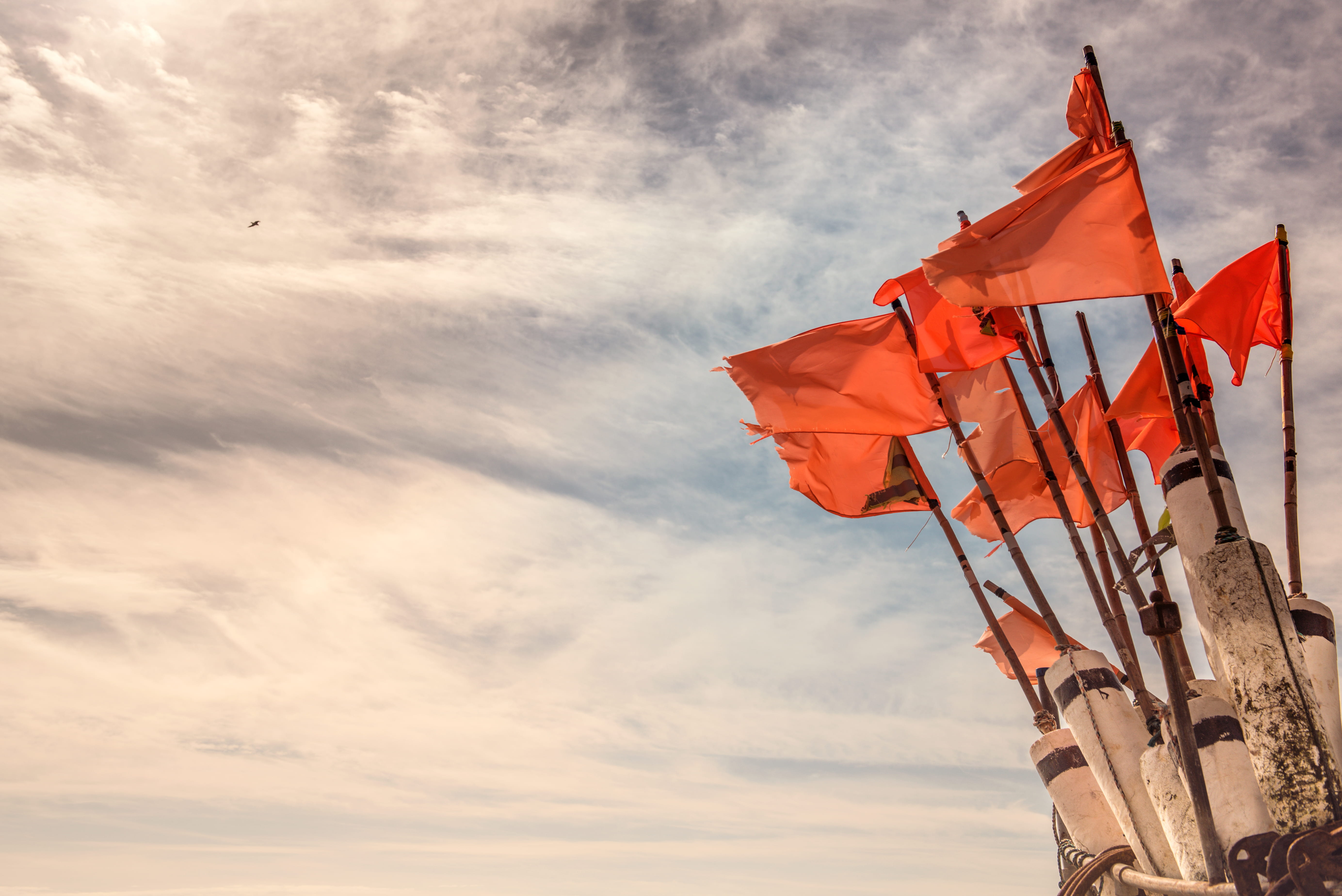 no people, nature, hastings, architecture, history, sky, orange color, outdoors, flag, 5K, day, low angle view, building exterior, patriotism, the past, HD Wallpaper