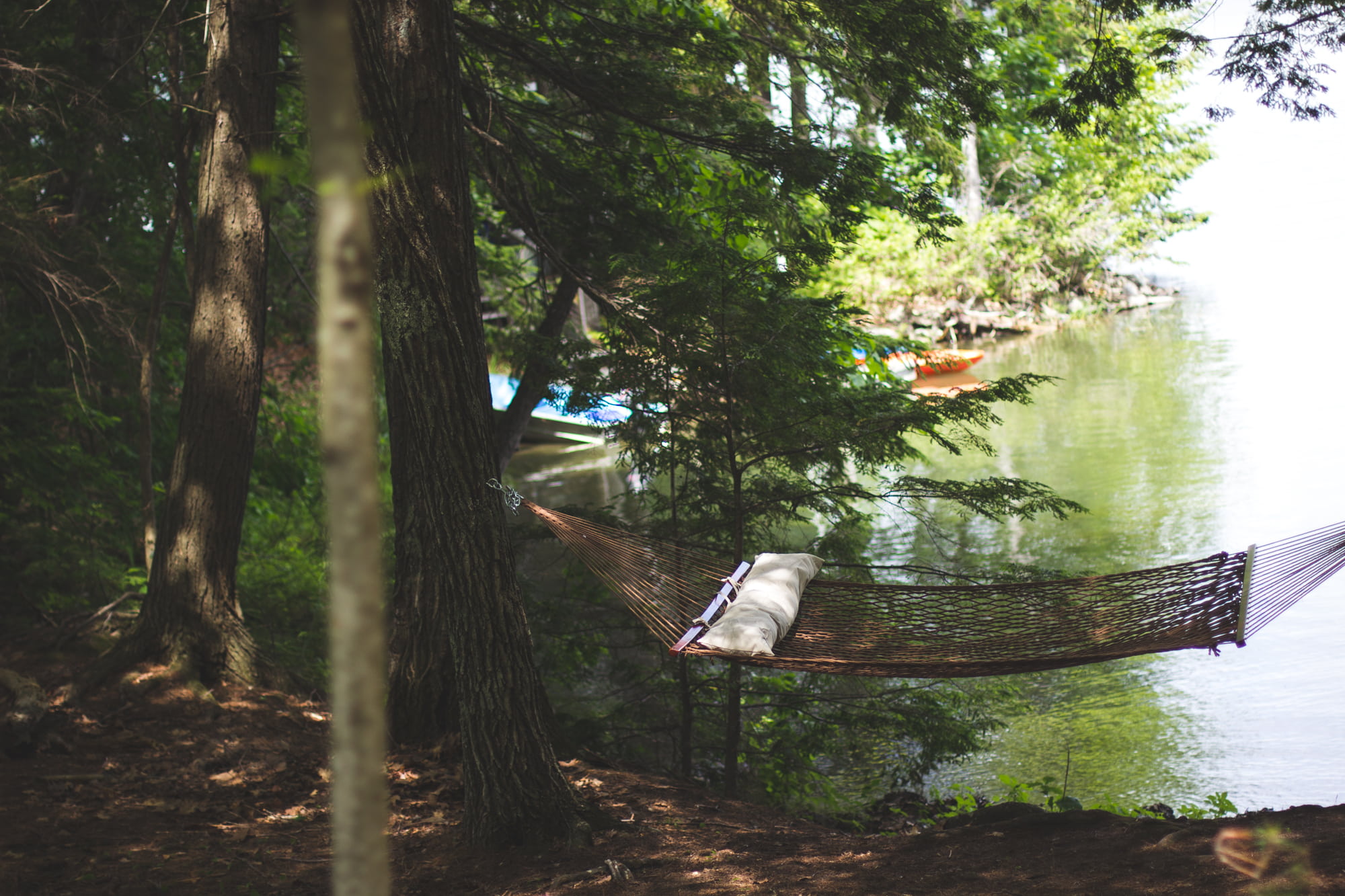 transportation, summer, royalty  images, 1080P, green color, day, nature, mode of transportation, land, plant, growth, lake, hammock, reflection, outdoors, HD Wallpaper