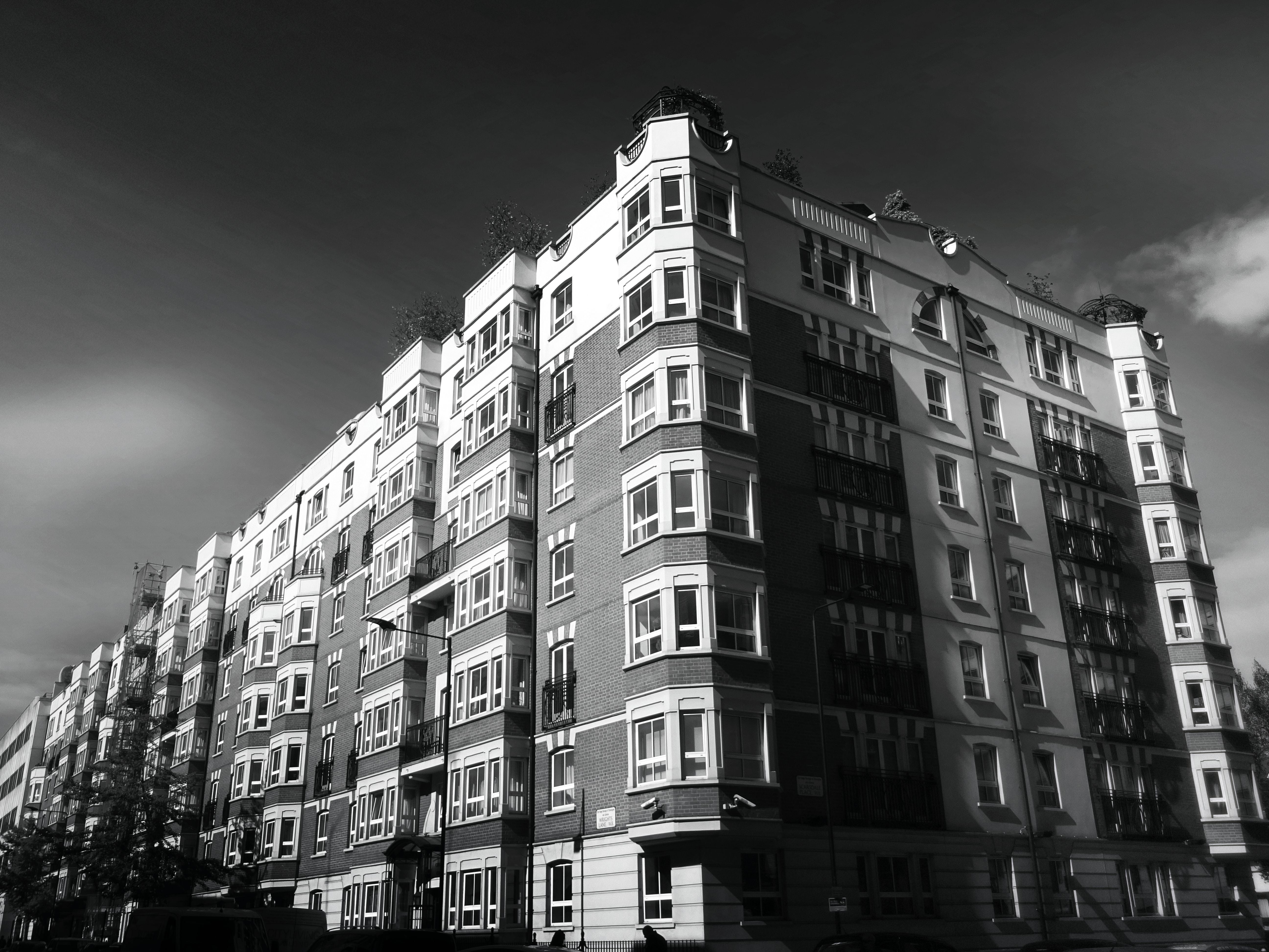 window, outdoors, street, building, estate, clouds, city life, repetition, built structure, low angle view, facade, architecture, royalty  images, windows, HD Wallpaper