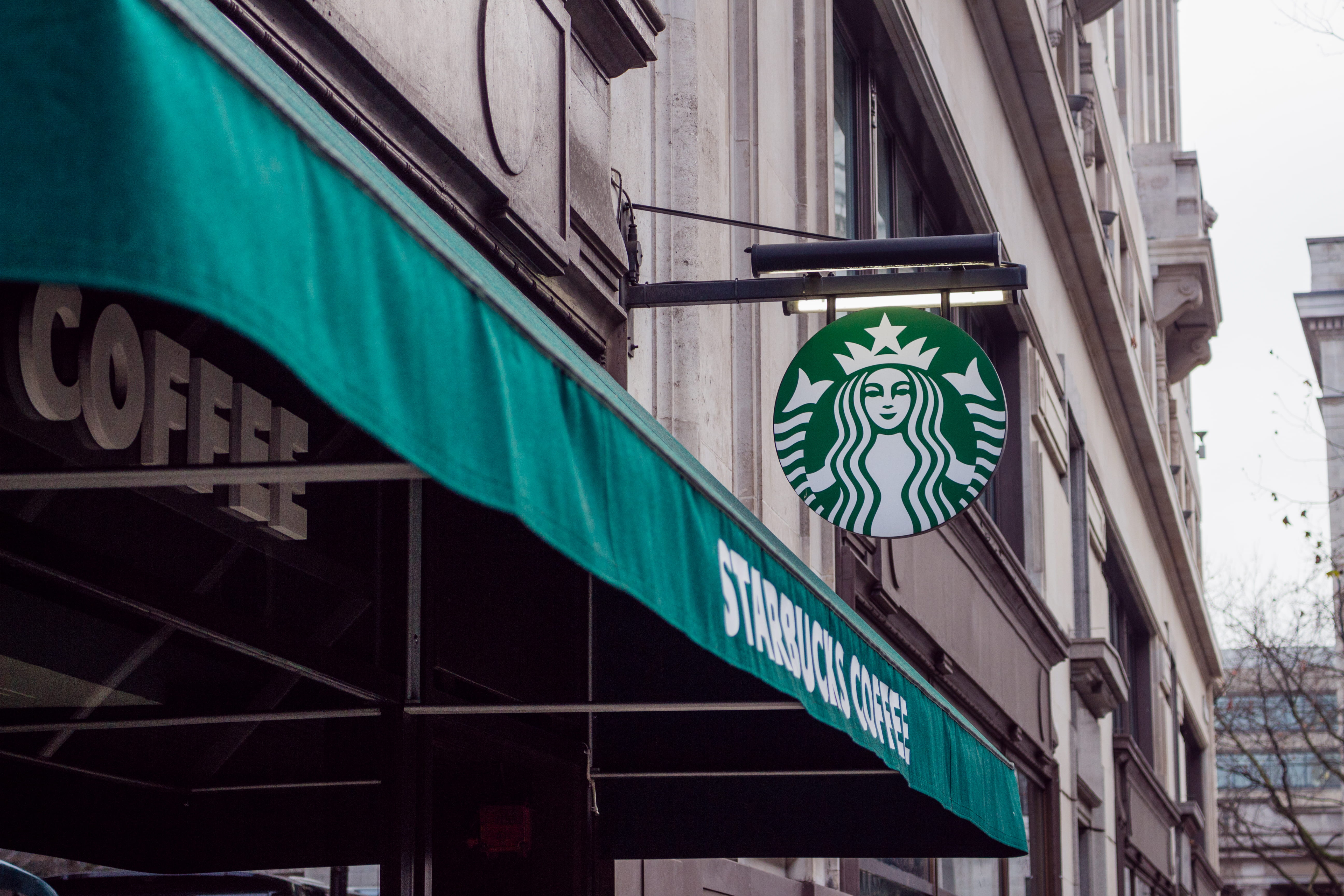 built structure, green color, finance, communication, 5K, building exterior, travel destinations, starbucks, drink, luxury, leisure, coffee shop, day, HD Wallpaper