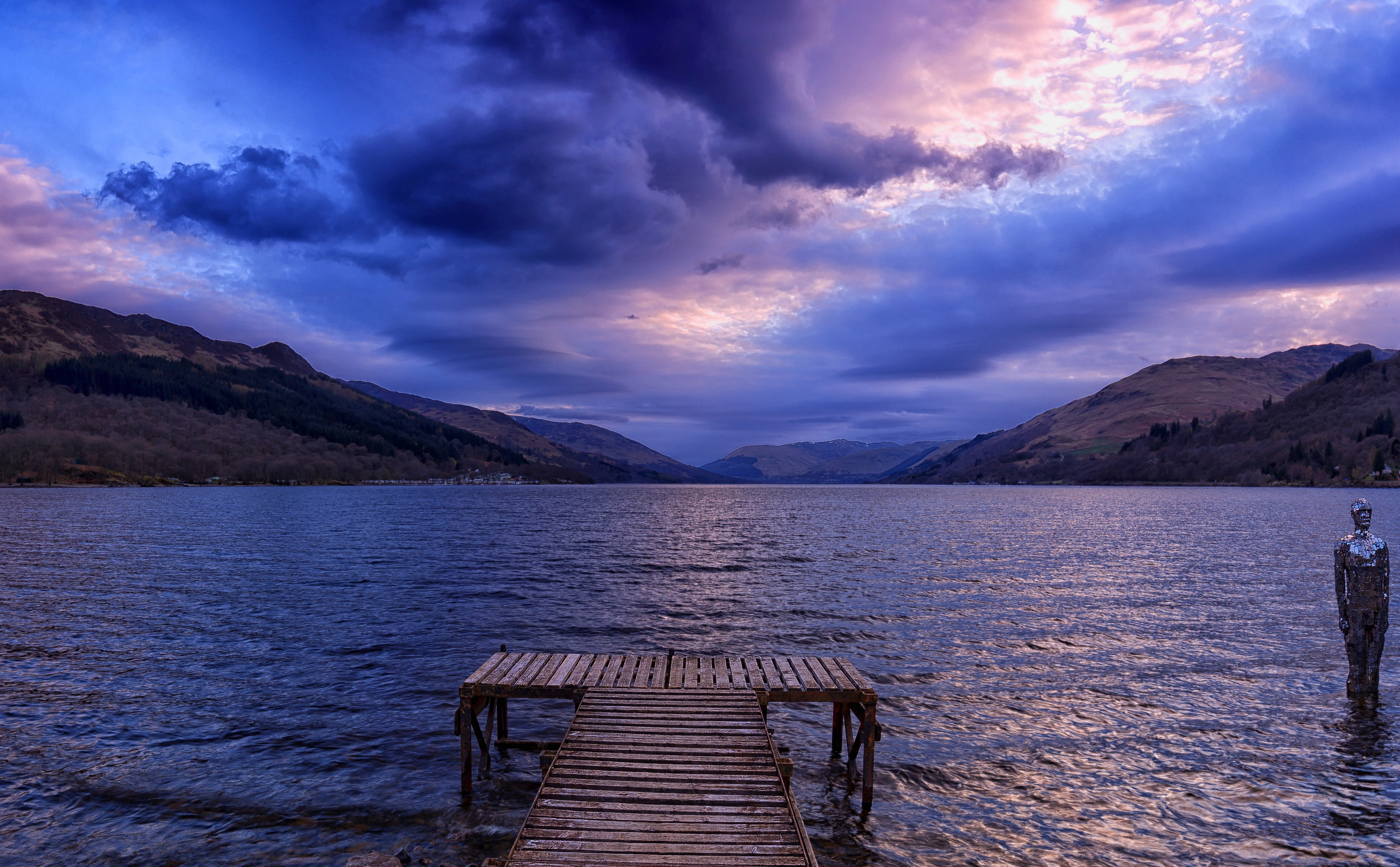 earn, Clouds, Nature, cloud - sky, dusk, sunset, lochearn, mountain, Scotland, Lakes, seat, travel destinations, no people, Water, Loch, 5K, Europe, sky, HD Wallpaper