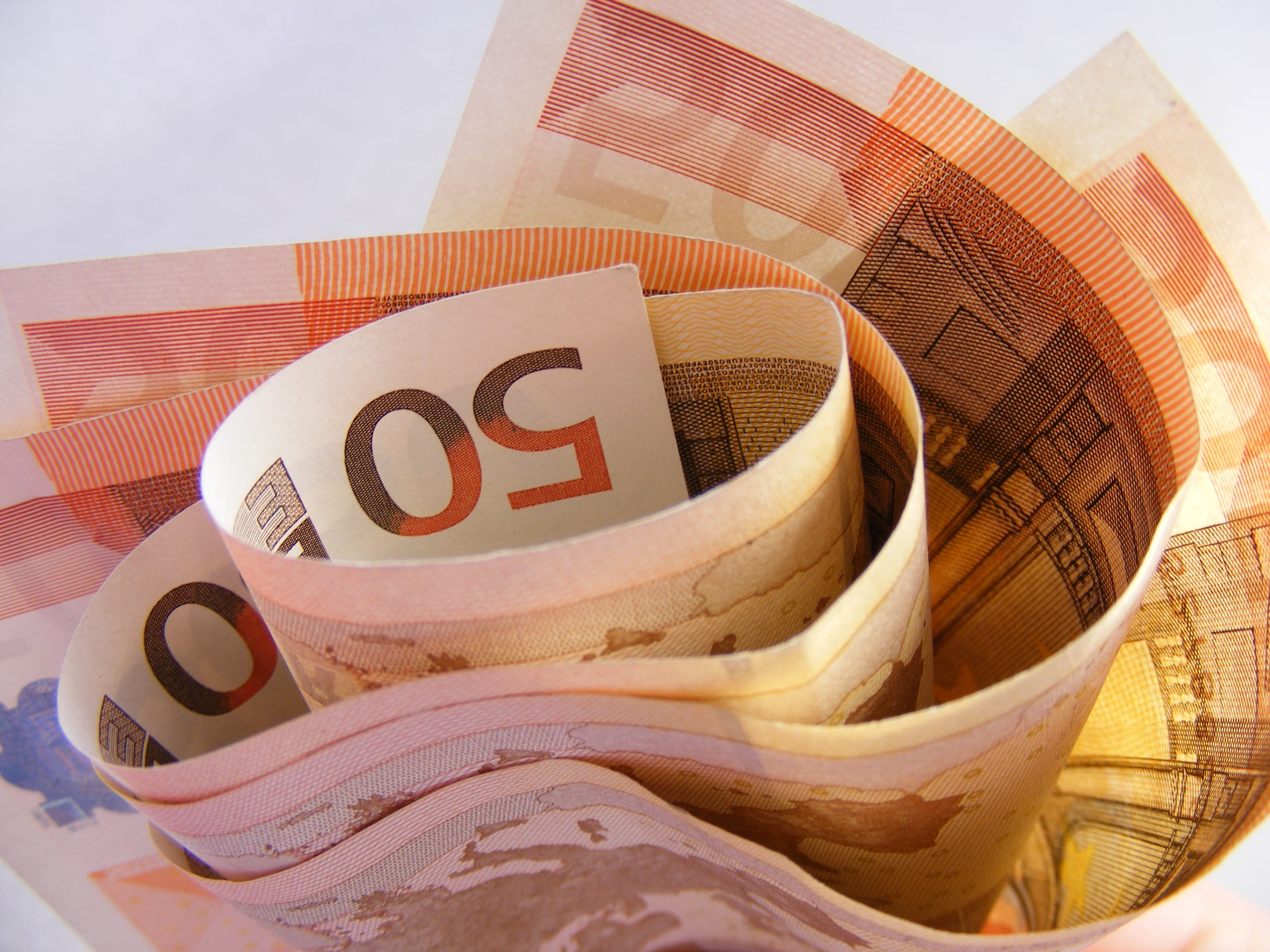 investment, day, finance, currency, text, close-up, paper, europe, sign, banknotes, euro, high angle view, still life, growth, number, crumpled, information sign, HD Wallpaper
