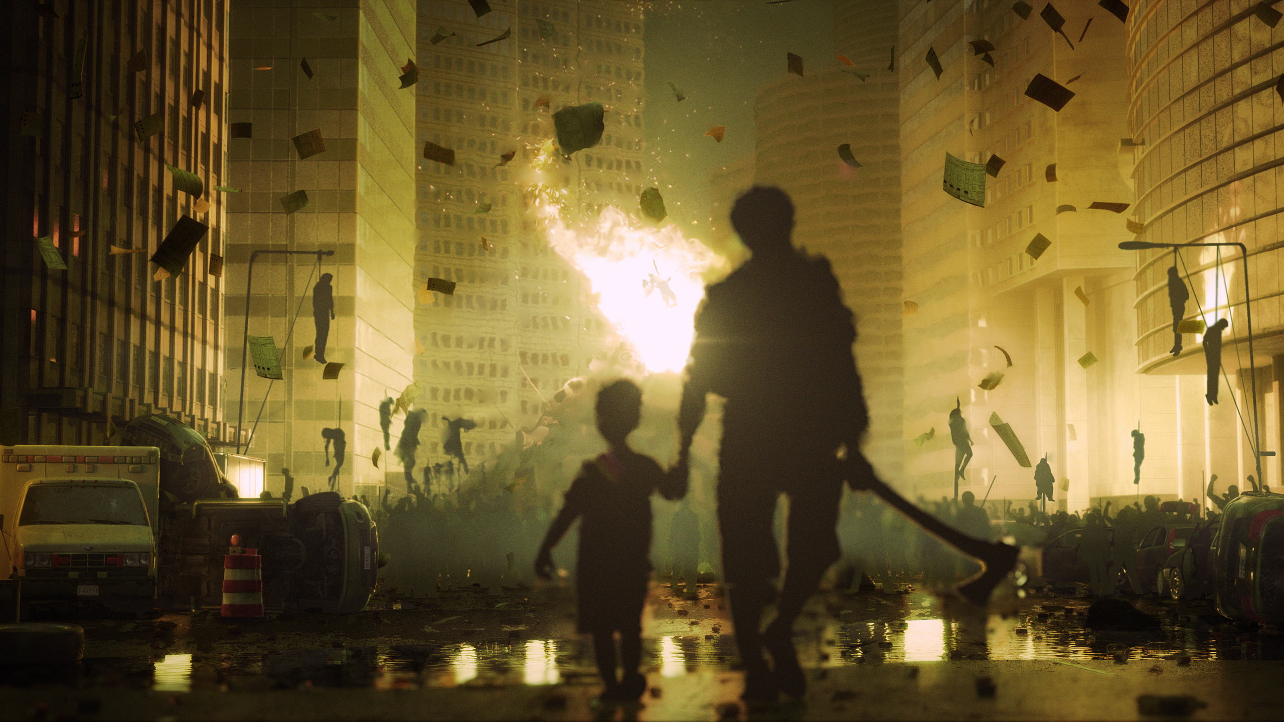 riot, 2K, fire, death, survival, city, apocalyptic, HD Wallpaper