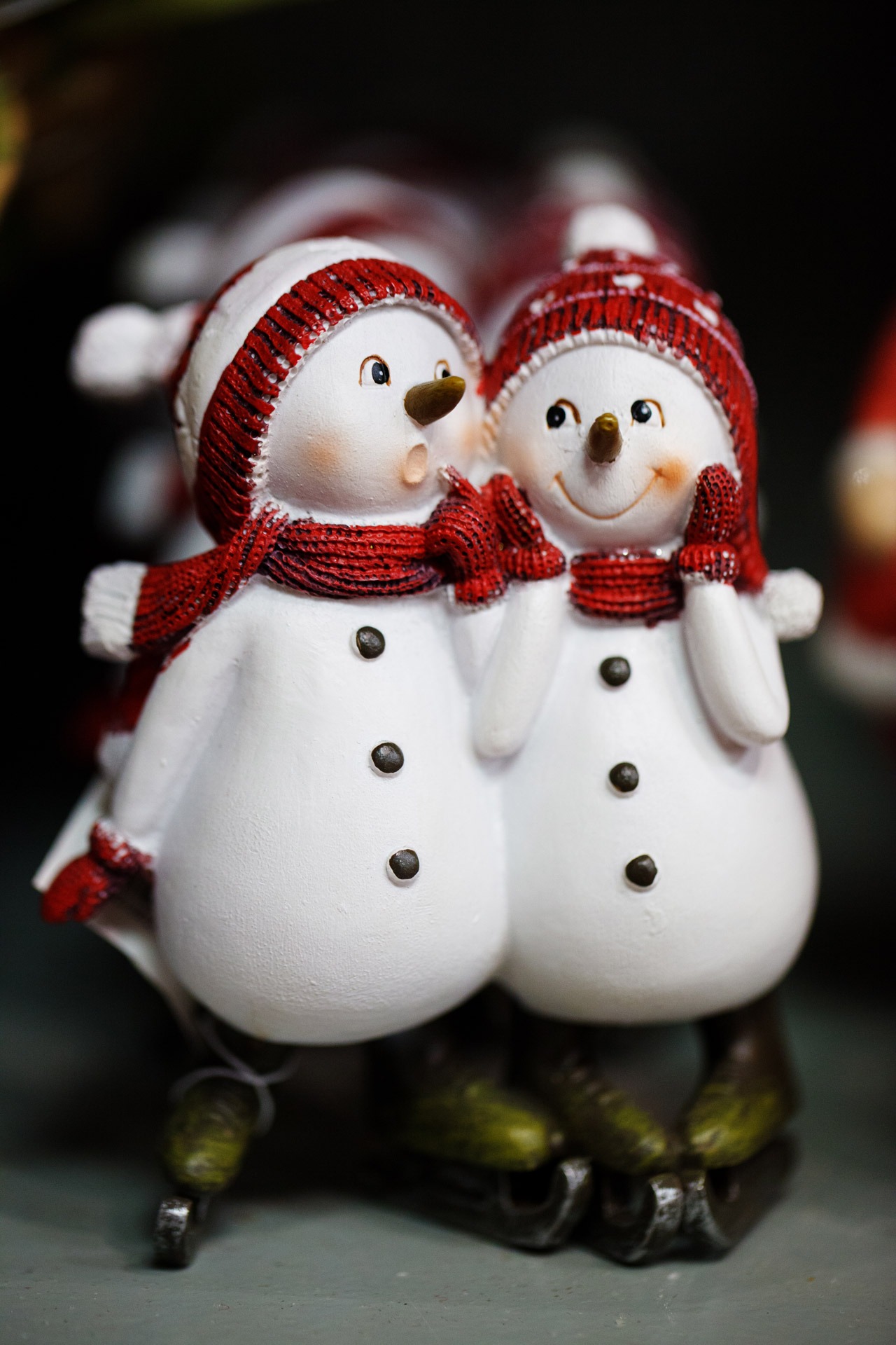 decoration, smile, 1080P, two, creativity, still life, snowman, representation, cute, happy, focus on foreground, no people, photography, close-up, xmas, Phone HD Wallpaper
