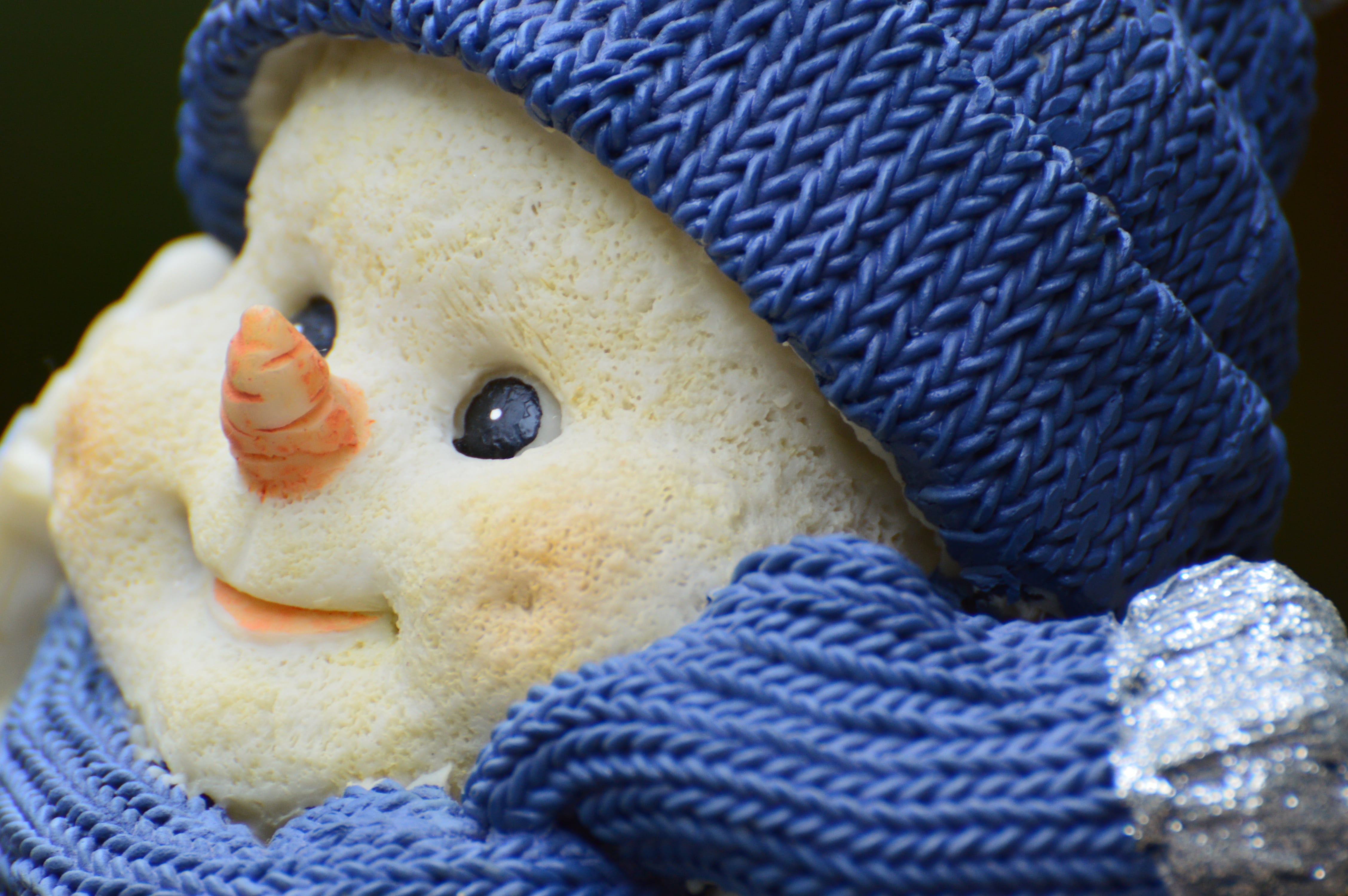 blue, sweater, representation, winter, contemplative, creativity, deco, knit hat, knitted, snow man, close-up, funny, december, warm clothing, celebrate, HD Wallpaper
