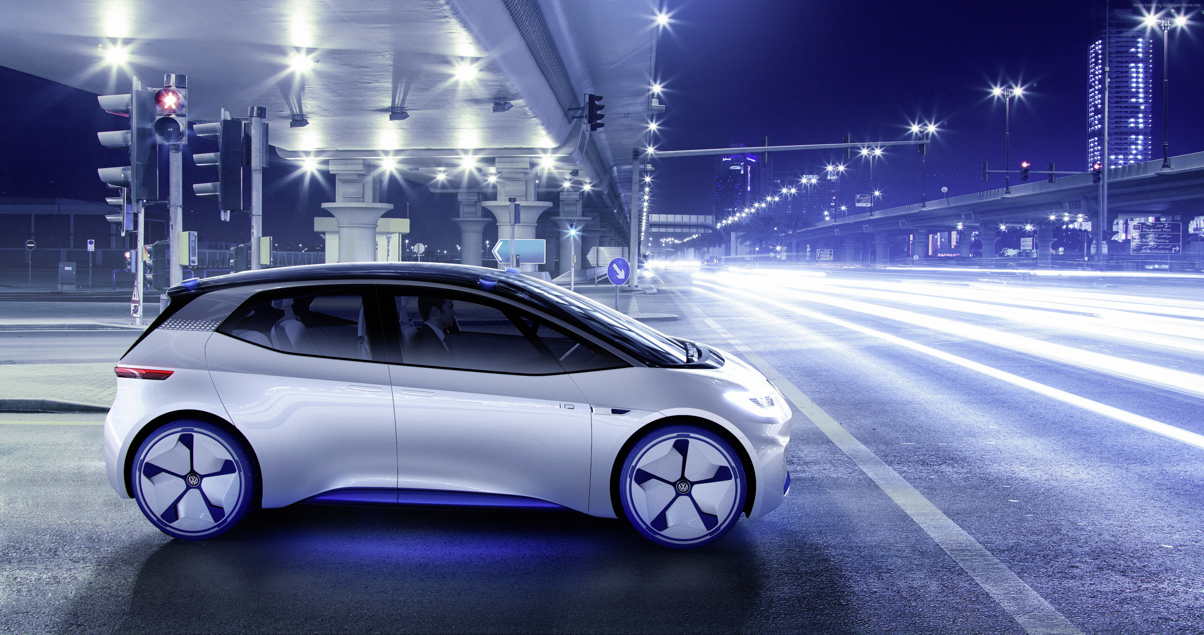 no people, road, city life, concept, city street, illuminated, city, Volkswagen I.D., street light, built structure, nightlife, motor vehicle, speed, outdoors, HD Wallpaper