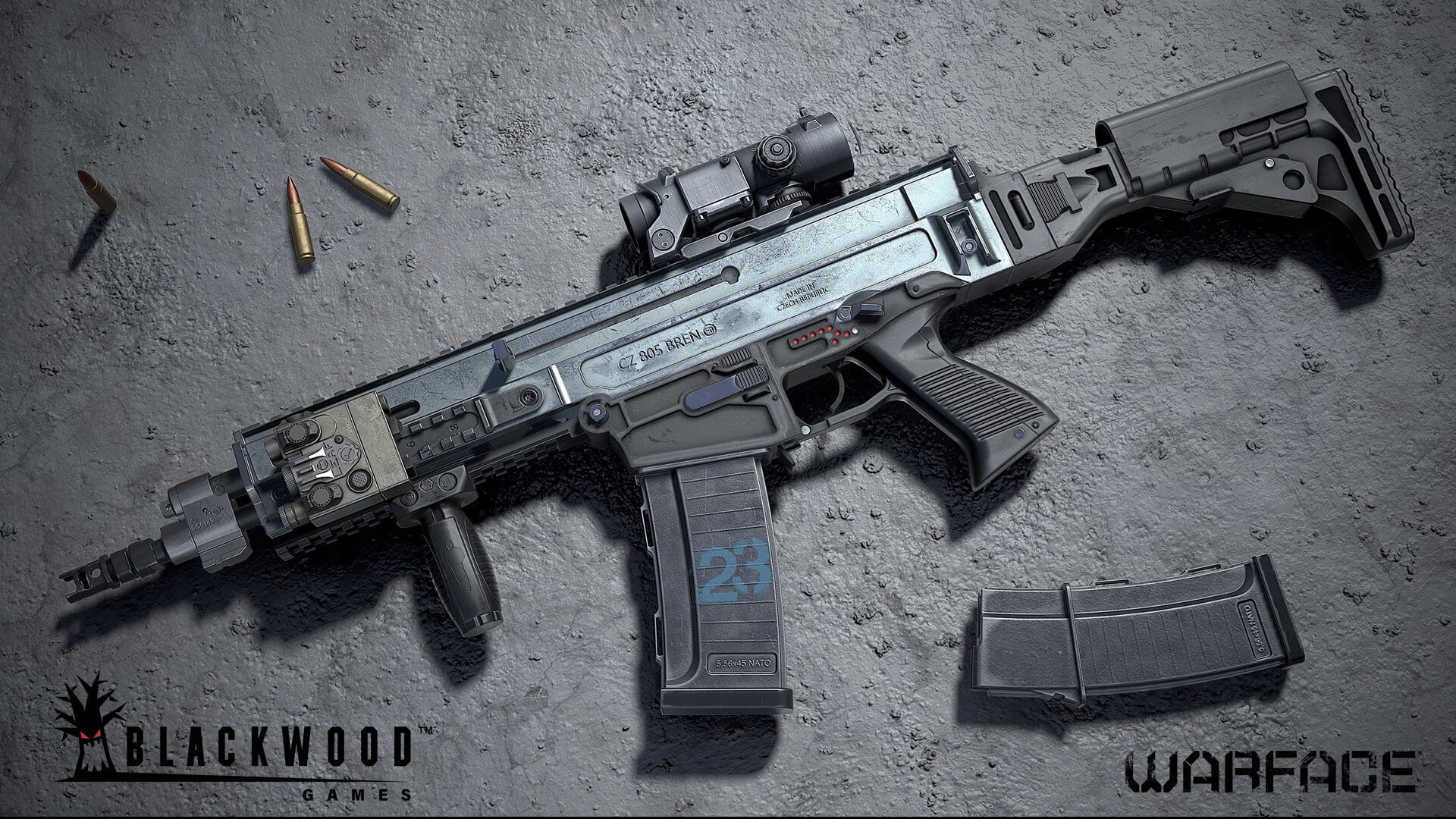 Machine, BREN A2, Assault Rifle, rendering, FS 805, Bren, CZ 805, 1080P, 3D, warface, blackwood games, weapons, weapon, varfeys, Render, HD Wallpaper
