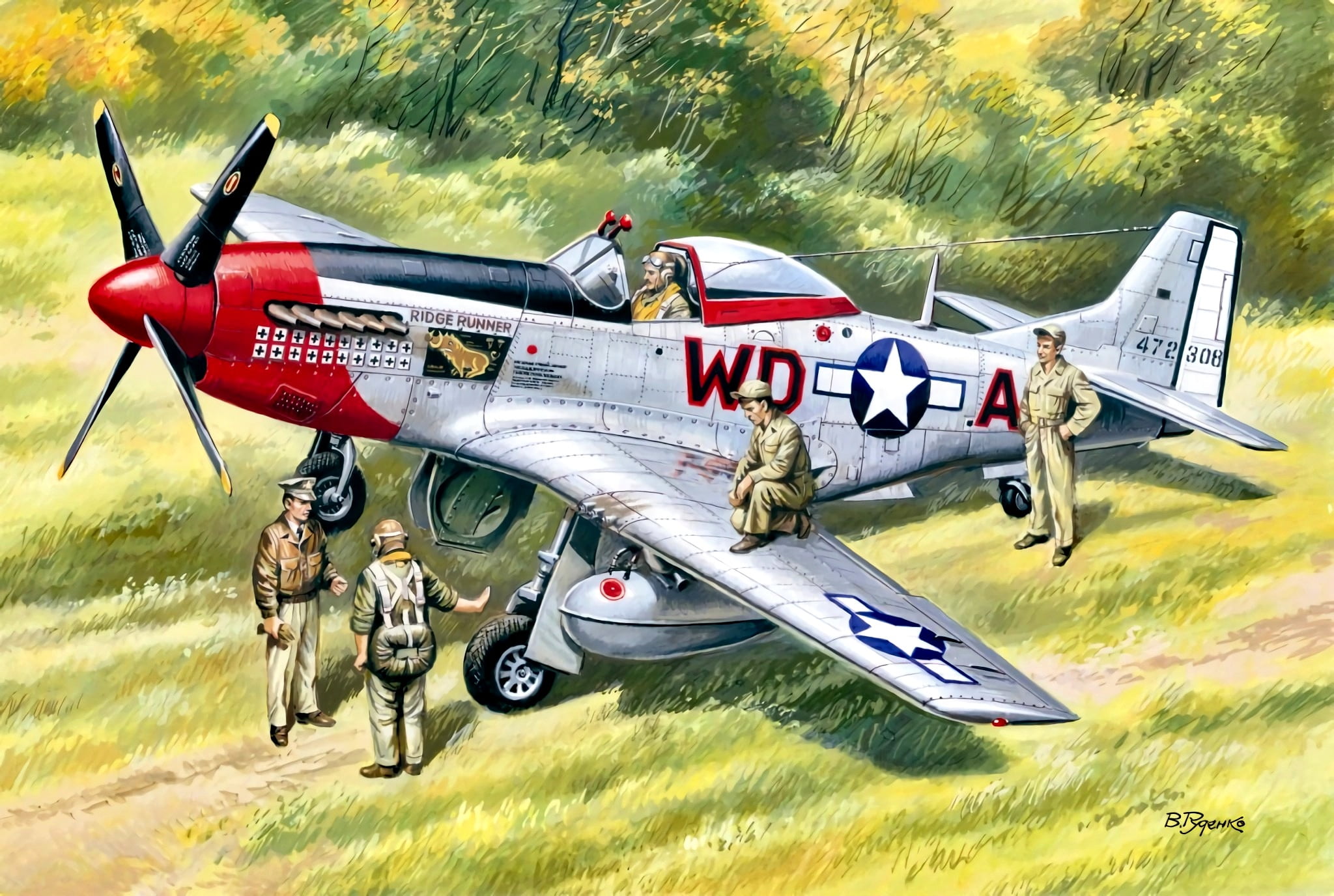 335th FS, 4th FG, P-51D-20-NA, drop tank, fighter, aircraft, pilot, 1080P, P-51, HD Wallpaper