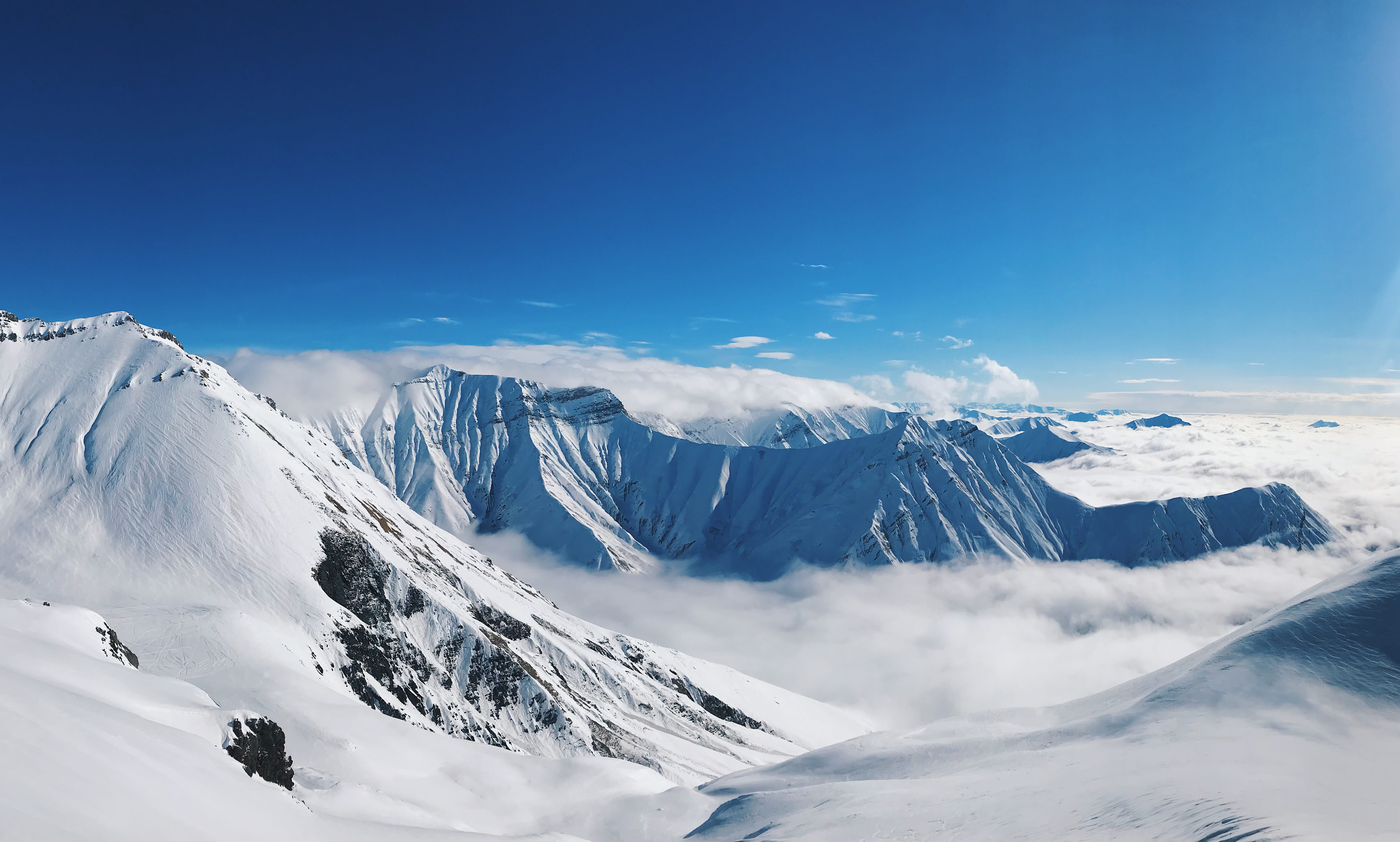 clouds, cloud - sky, outdoors, tranquil scene, snow, leisure activities, covered, no people, beauty in nature, scenics - nature, nature, ice, snowcapped mountain, HD Wallpaper