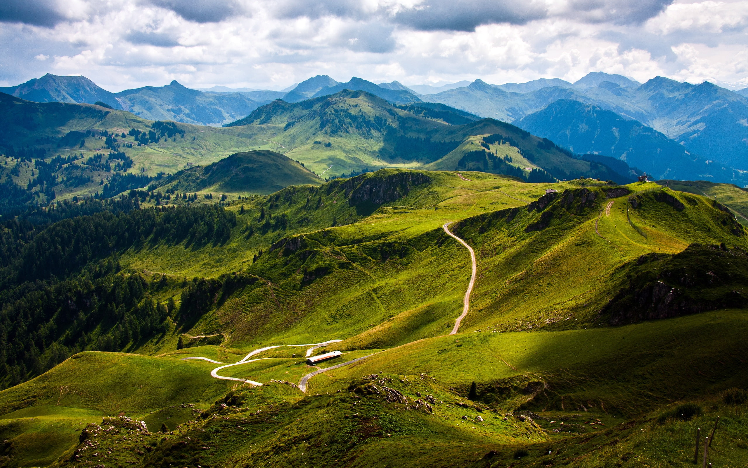 mountain, 2K, austria, view, mountains, kitzbuhel, nature, landscape, HD Wallpaper
