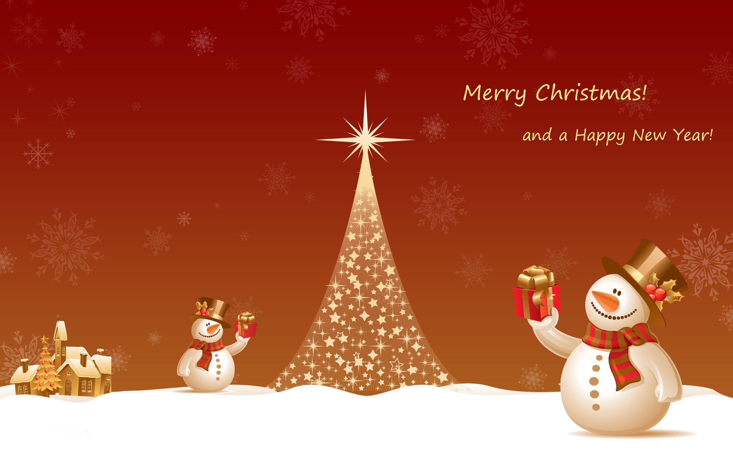 snowman, new, 2K, happy, merry, year, christmas, HD Wallpaper