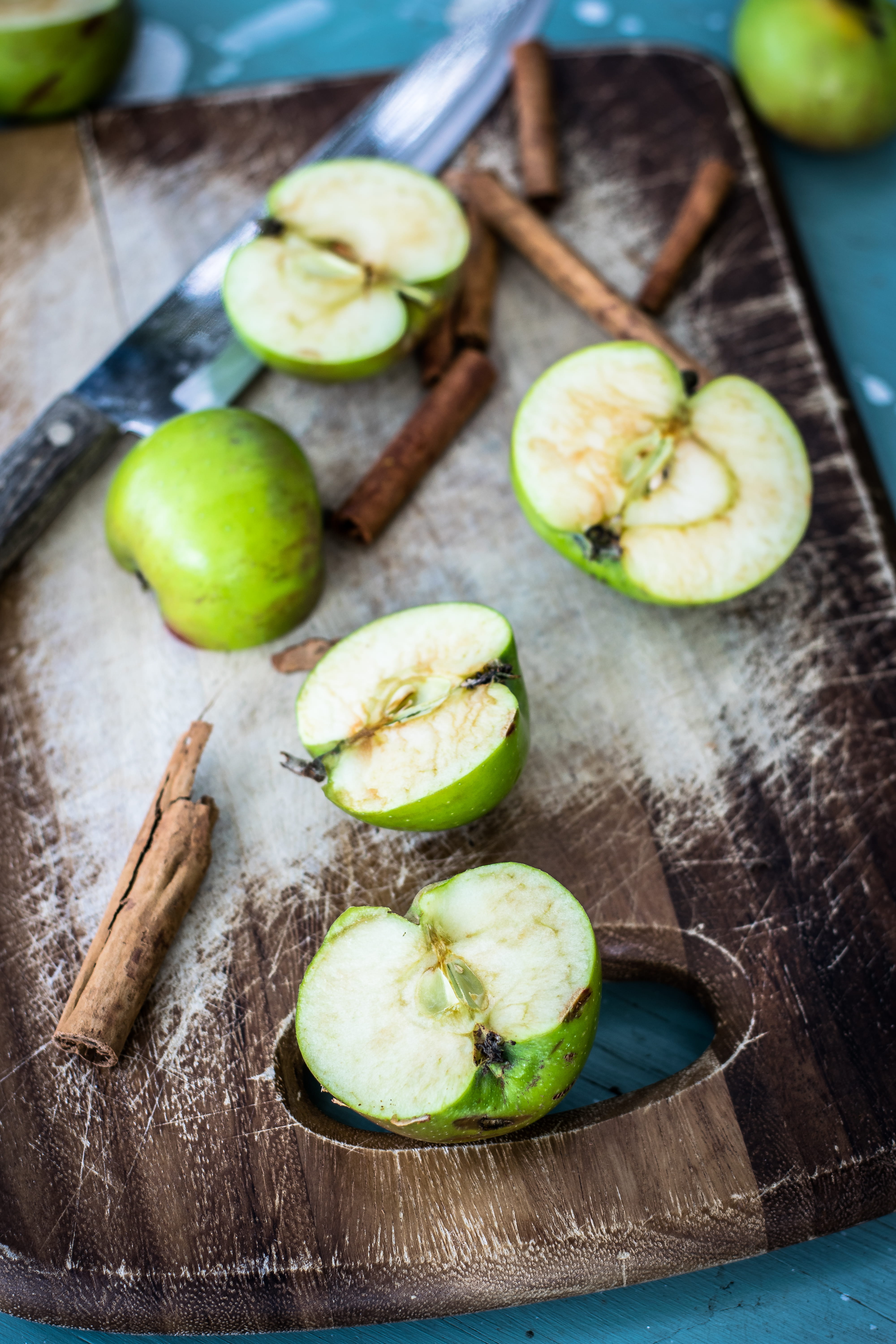 produce, harvest, cutting board, apple, fruits, fruit, autumn, no people, slice, wooden, vegetable, green, flora, freshness, table knife, 5K, sliced, brown, Phone HD Wallpaper