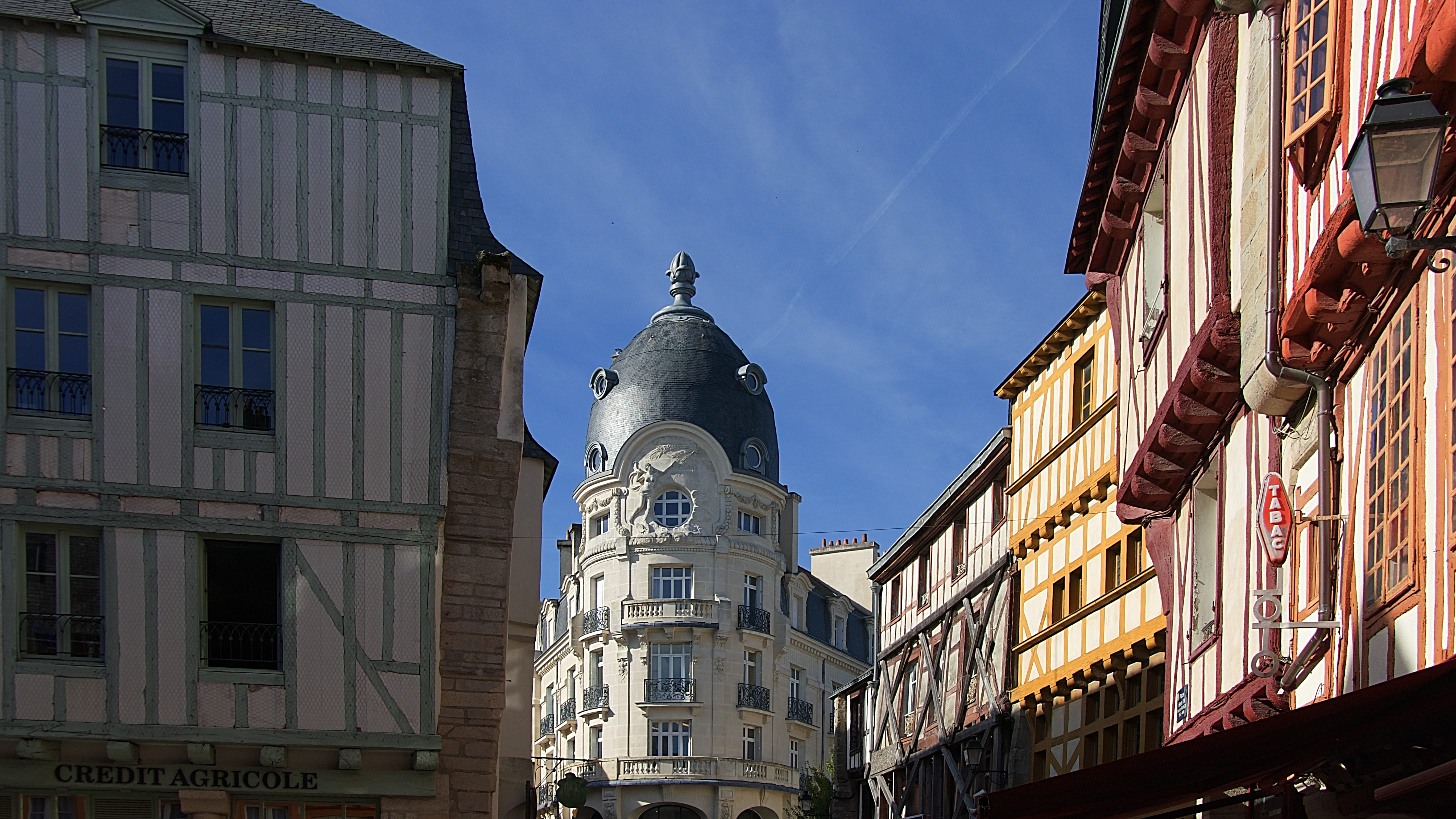 belief, sky, street, tower, the past, france, history, building, window, rue, spire, religion, residential district, no people, place of worship, low angle view, HD Wallpaper