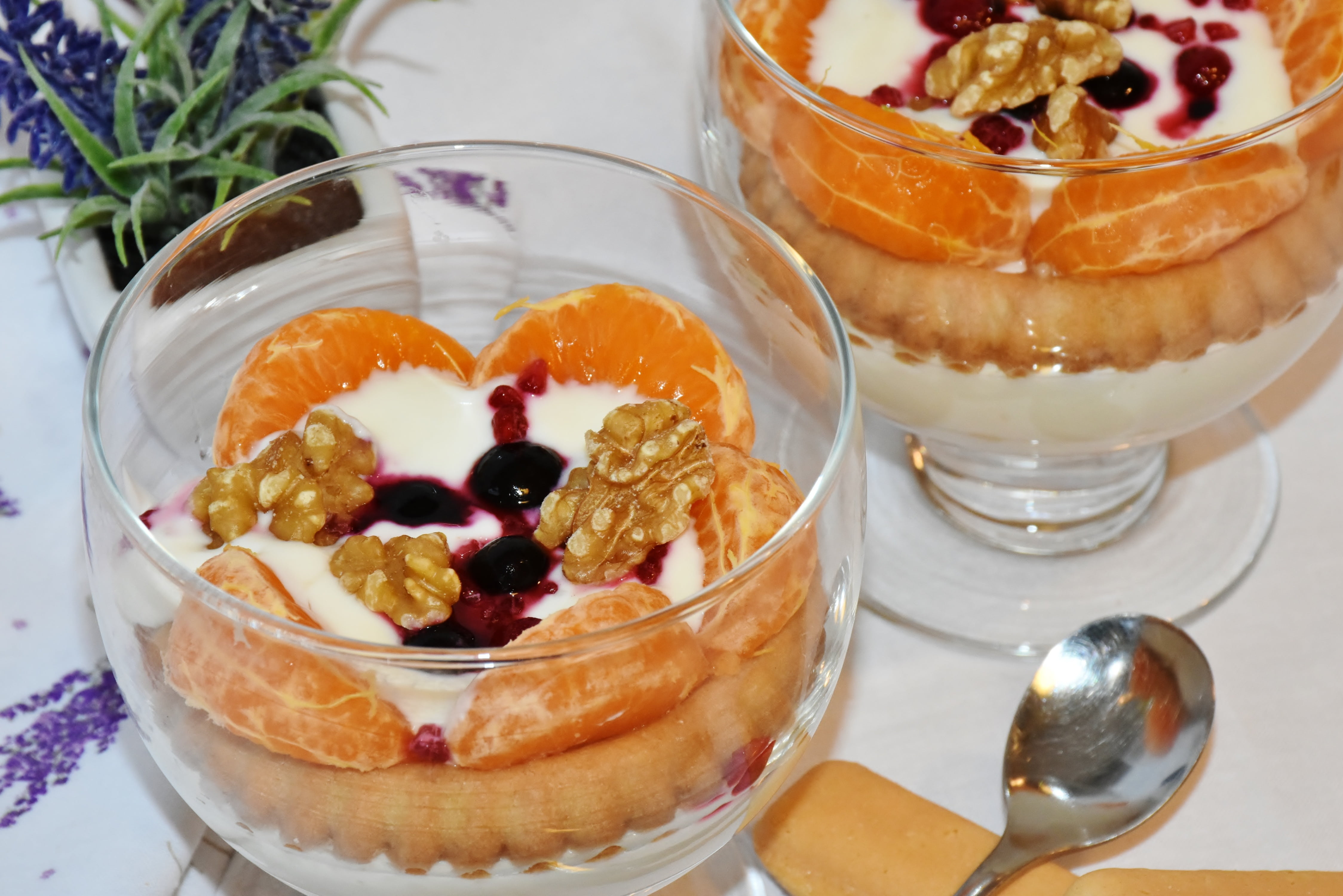 benefit from, fruit, sweet, yogurt, freshness, breakfast, spoon, 4K, dairy product, close-up, no people, orange, eating utensil, fruits, still life, sweet dish, HD Wallpaper