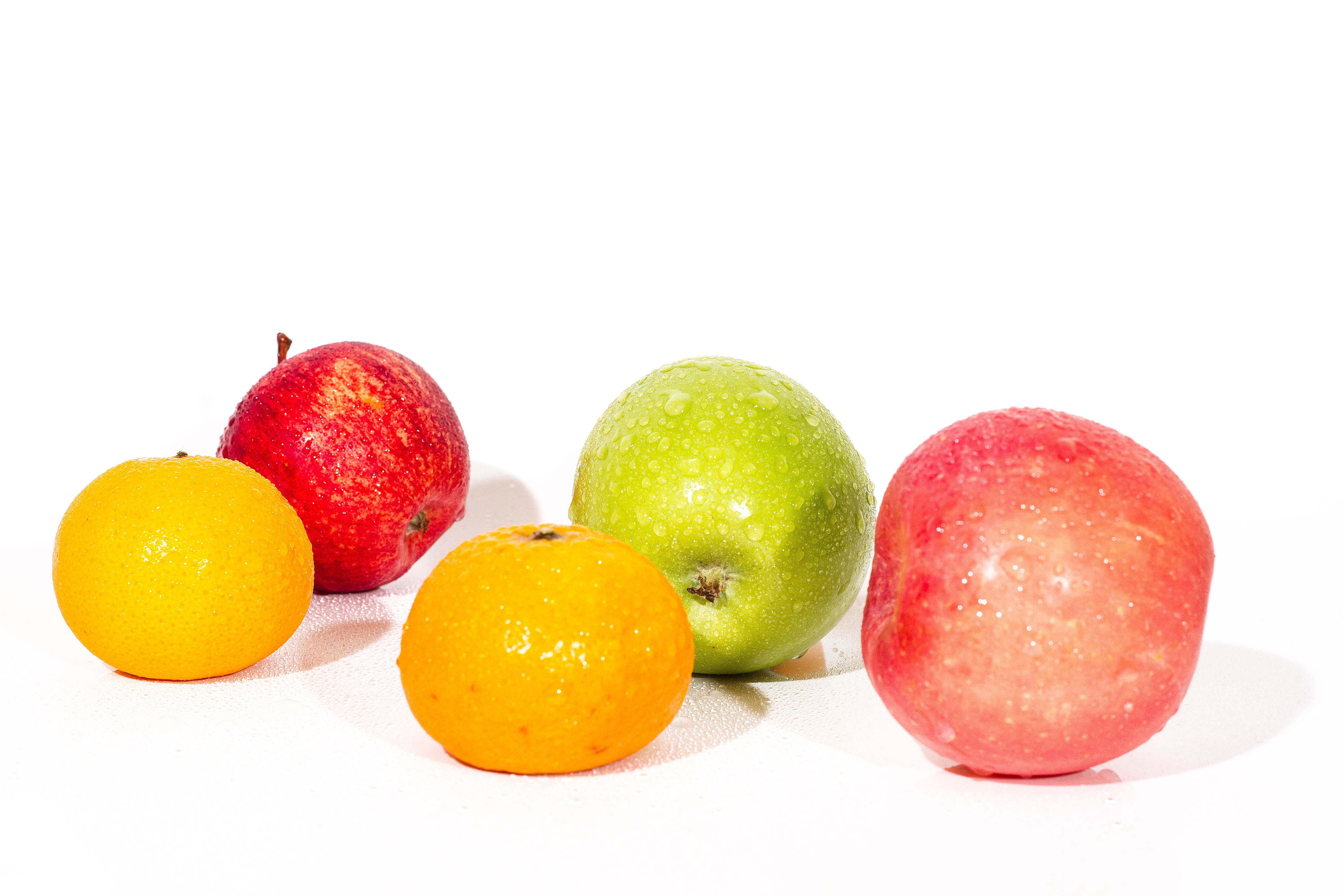 Orange, close-up, orange color, orange - Fruit, cut out, group of objects, healthy Eating, fresh, 4K, organic, delicious, red, white Background, nature, HD Wallpaper