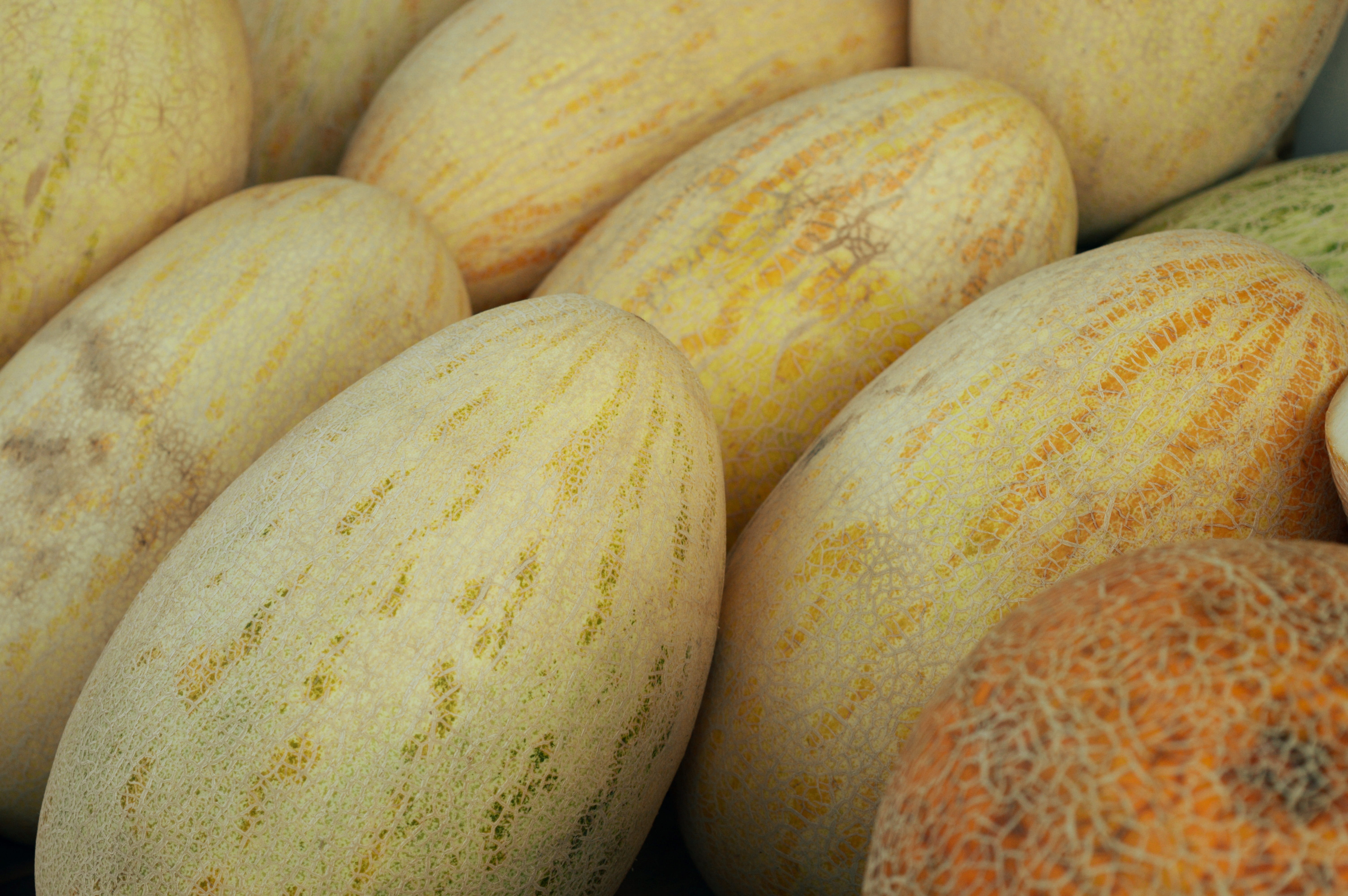 5K, fruit, close-up, food, retail, large, wellbeing, vegetarian, market stall, berry, cantaloupe, sweet, for sale, day, full frame, market, freshness, HD Wallpaper