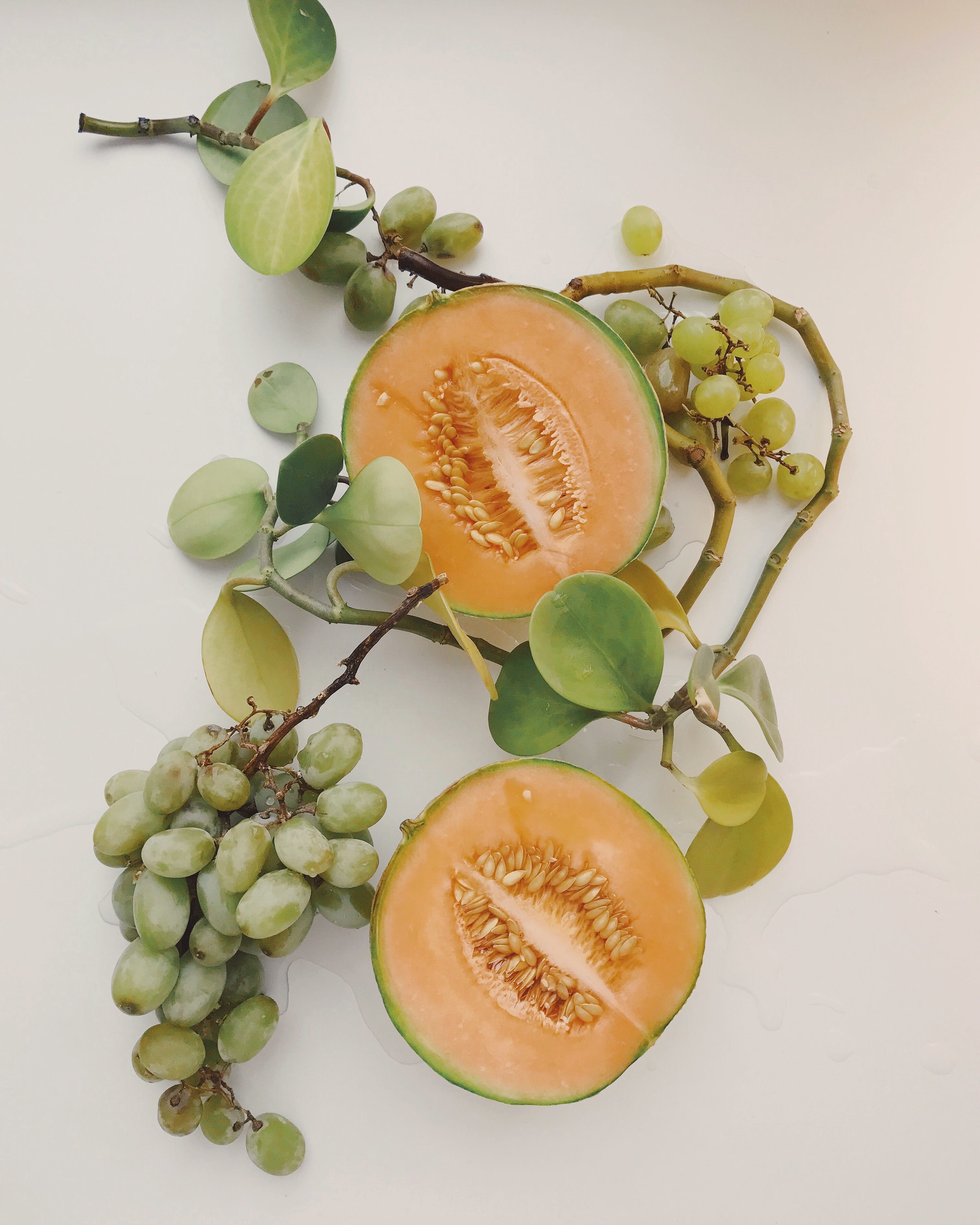 directly above, 2K, half, melons, juicy, seeds, fruits, citrus fruit, text, plant part, high angle view, leaf, nutrition, food, fresh fruit, orange, close-up, Phone HD Wallpaper