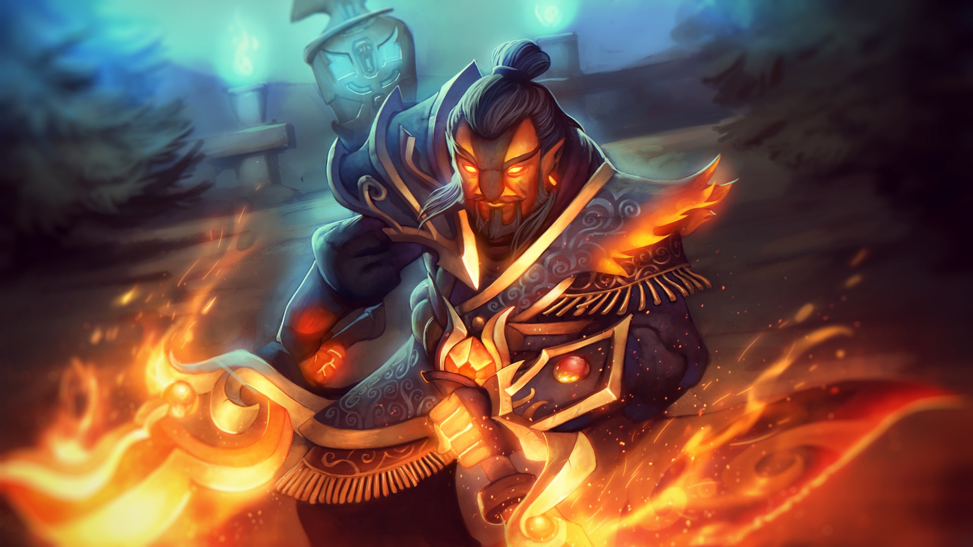 garb, armor, 1080P, narensii, dota, hd, fighters, ember, screen, sword, loading, spirit, set, fire, HD Wallpaper