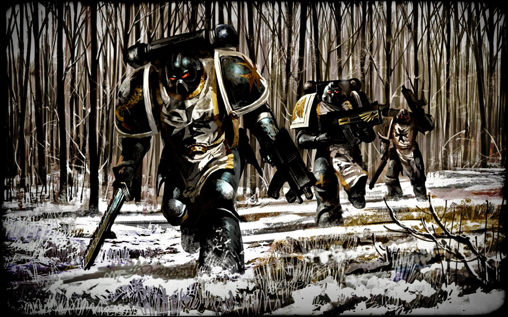 Sci Fi, armor, Forest, man, 720P, Snow, wearing, Warhammer, Warrior, Soldier, HD Wallpaper