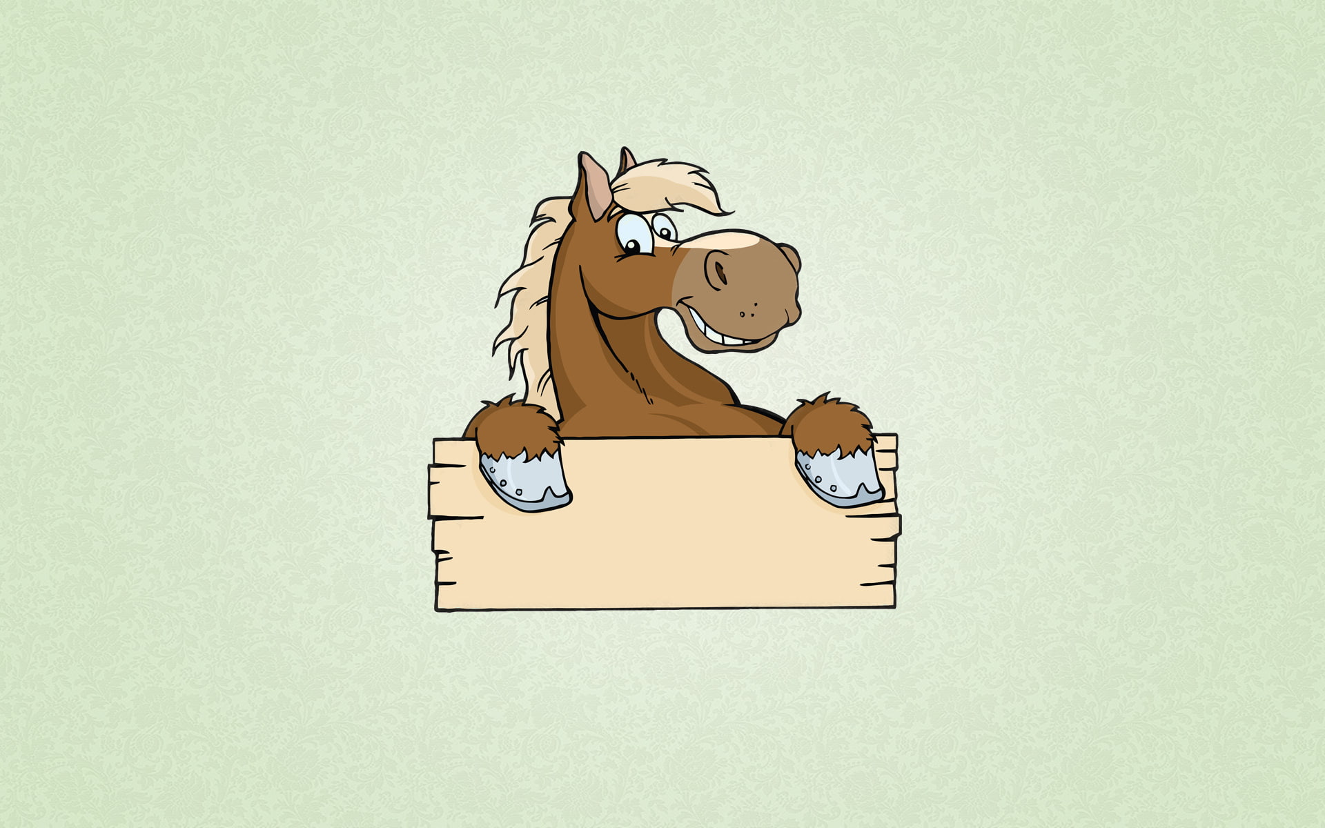 plate, minimalism, horse, light background, smile, 1080P, brown, sticker, animal, hooves, HD Wallpaper