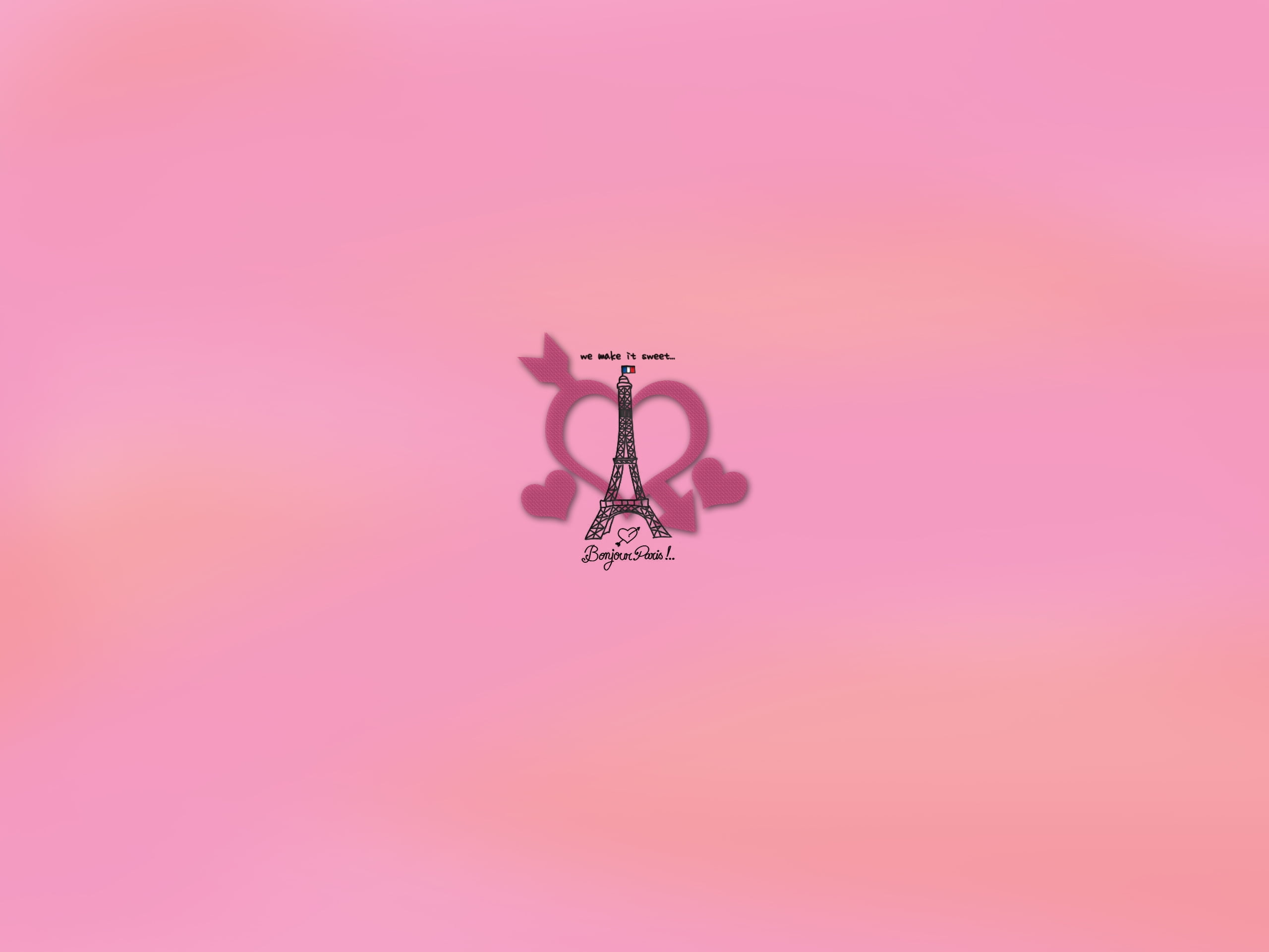 backgrounds, 2K, communication, outdoors, heart, flying, pink color, technology, day, purple, creativity, eiffel tower, sunset, paris, colored background, HD Wallpaper